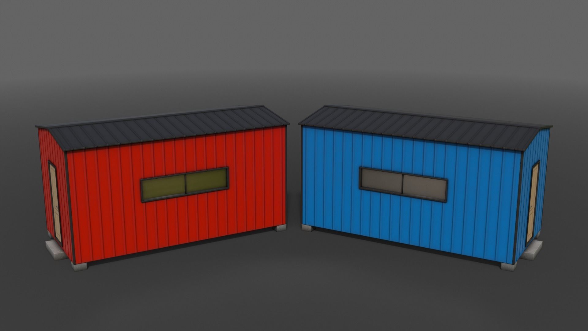 PBR Shed House B 20ft V2 Low-poly 3D model_4