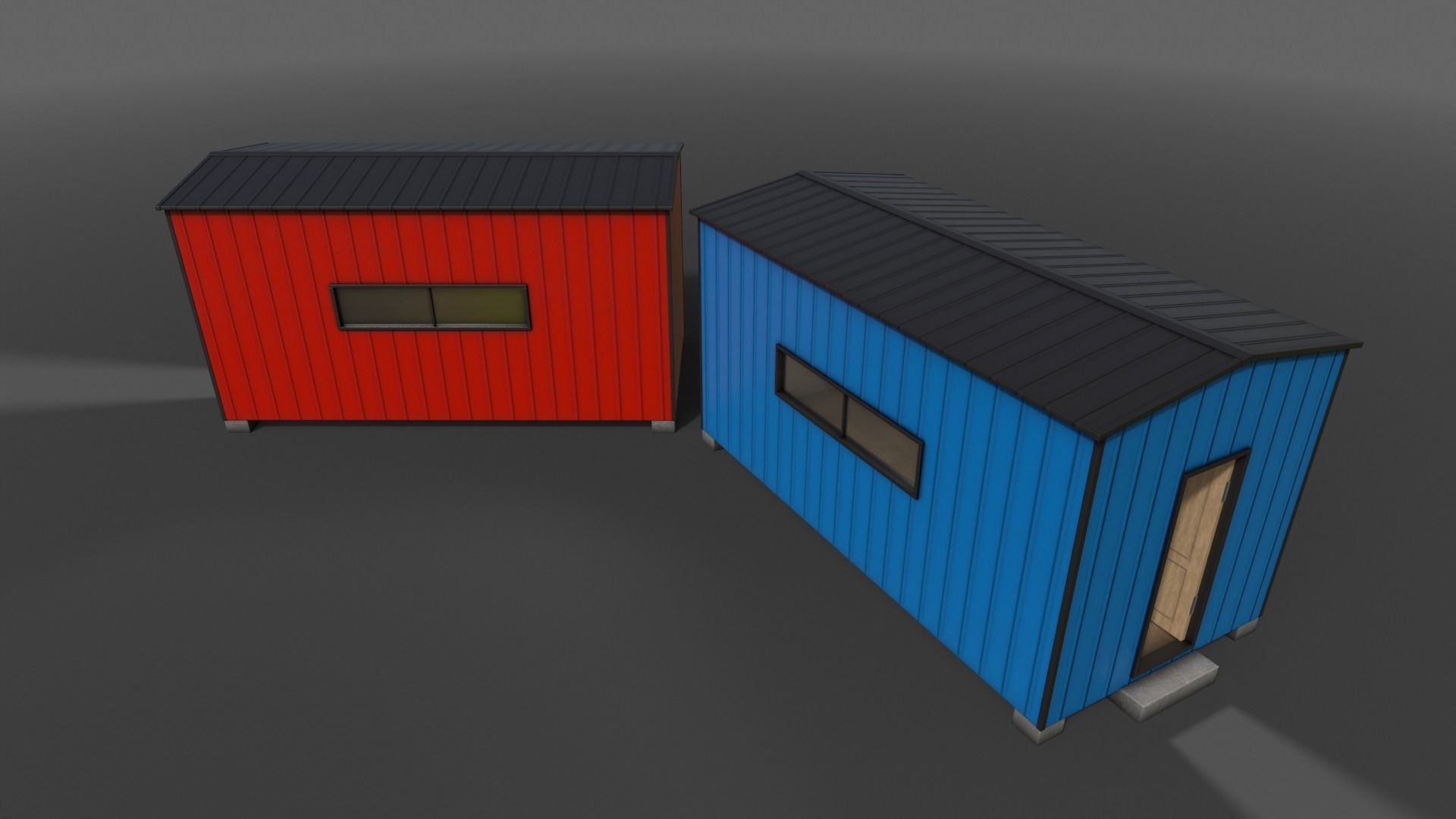 PBR Shed House B 20ft V2 Low-poly 3D model_11