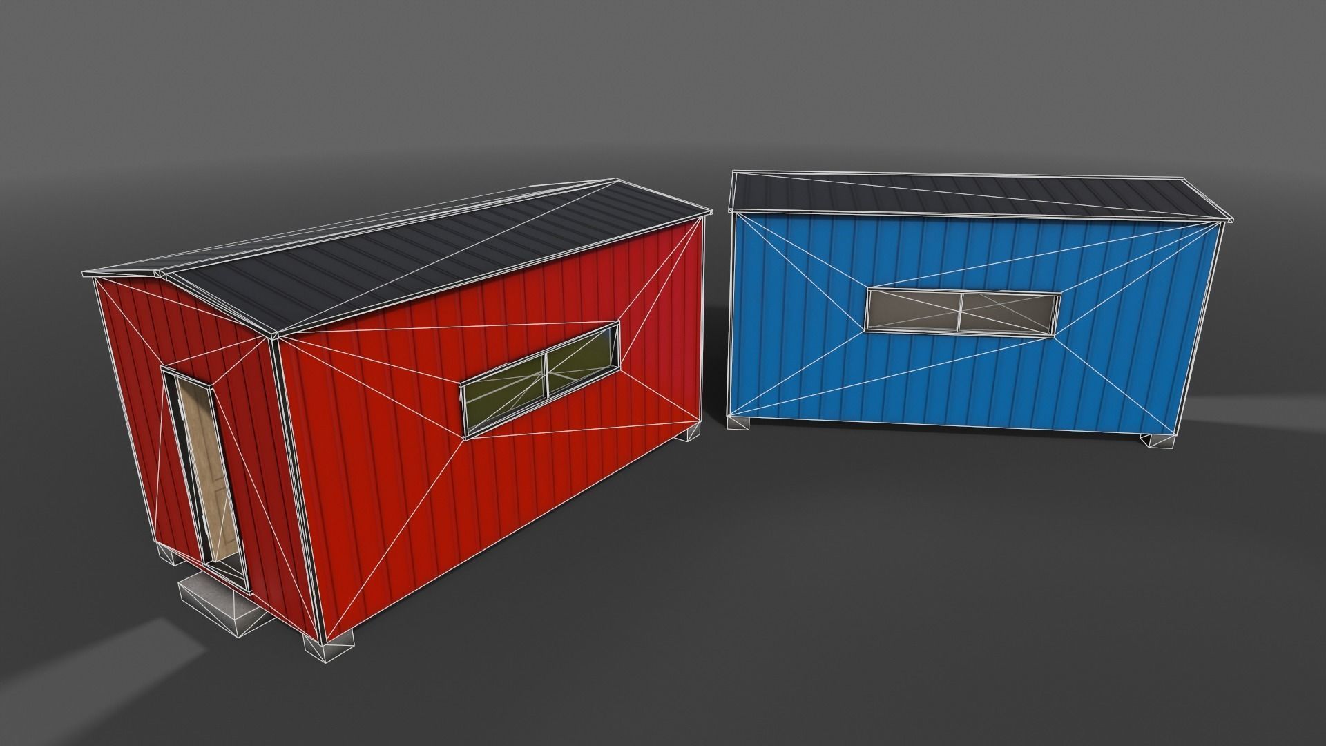 PBR Shed House B 20ft V2 Low-poly 3D model_9