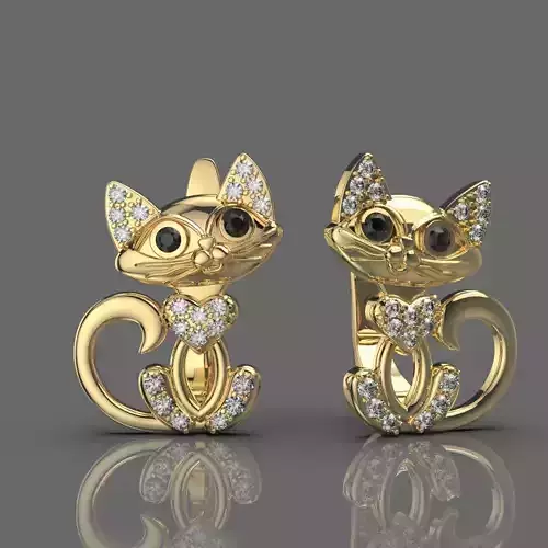 Earrings cat with heart