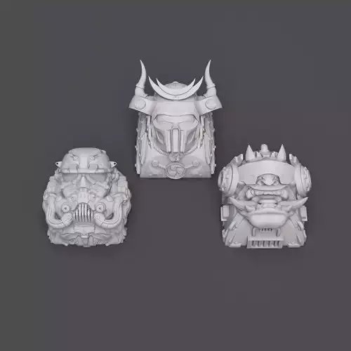 Pack 3 Keycaps of Cyber Samurai  - Cyber Ogre  - Cyber Trooper  3D print model