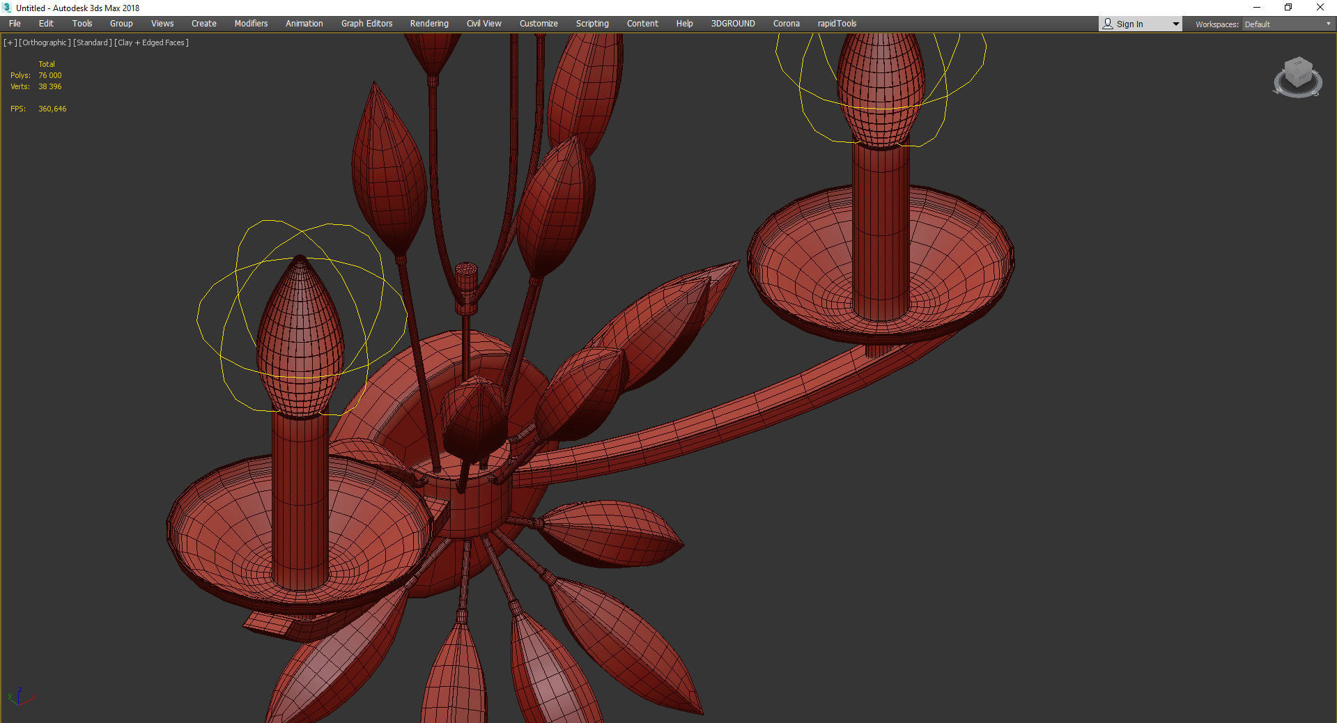 Jaster Crystal Leaf Chandelier Low-poly 3D model_4