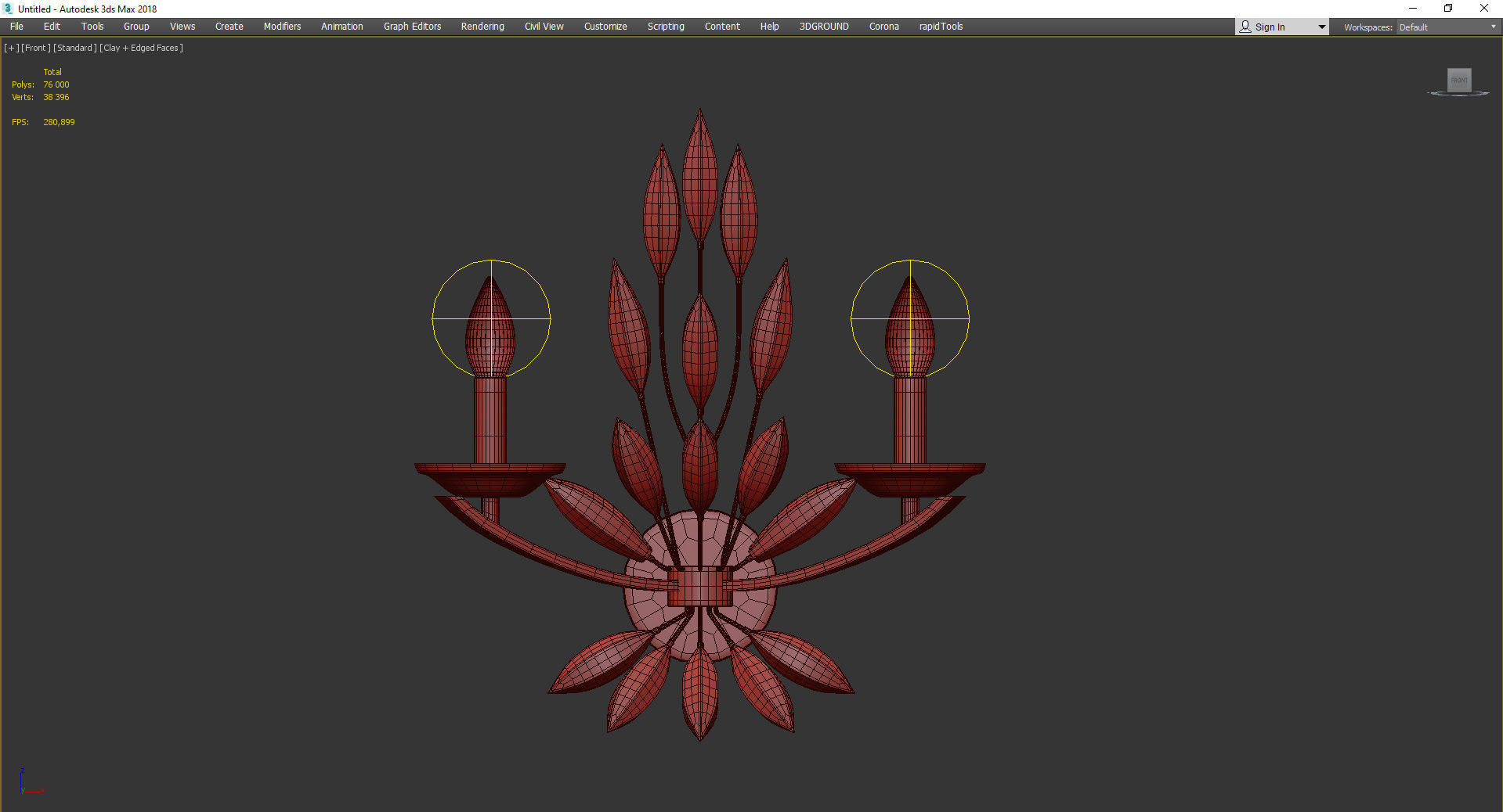 Jaster Crystal Leaf Chandelier Low-poly 3D model_2