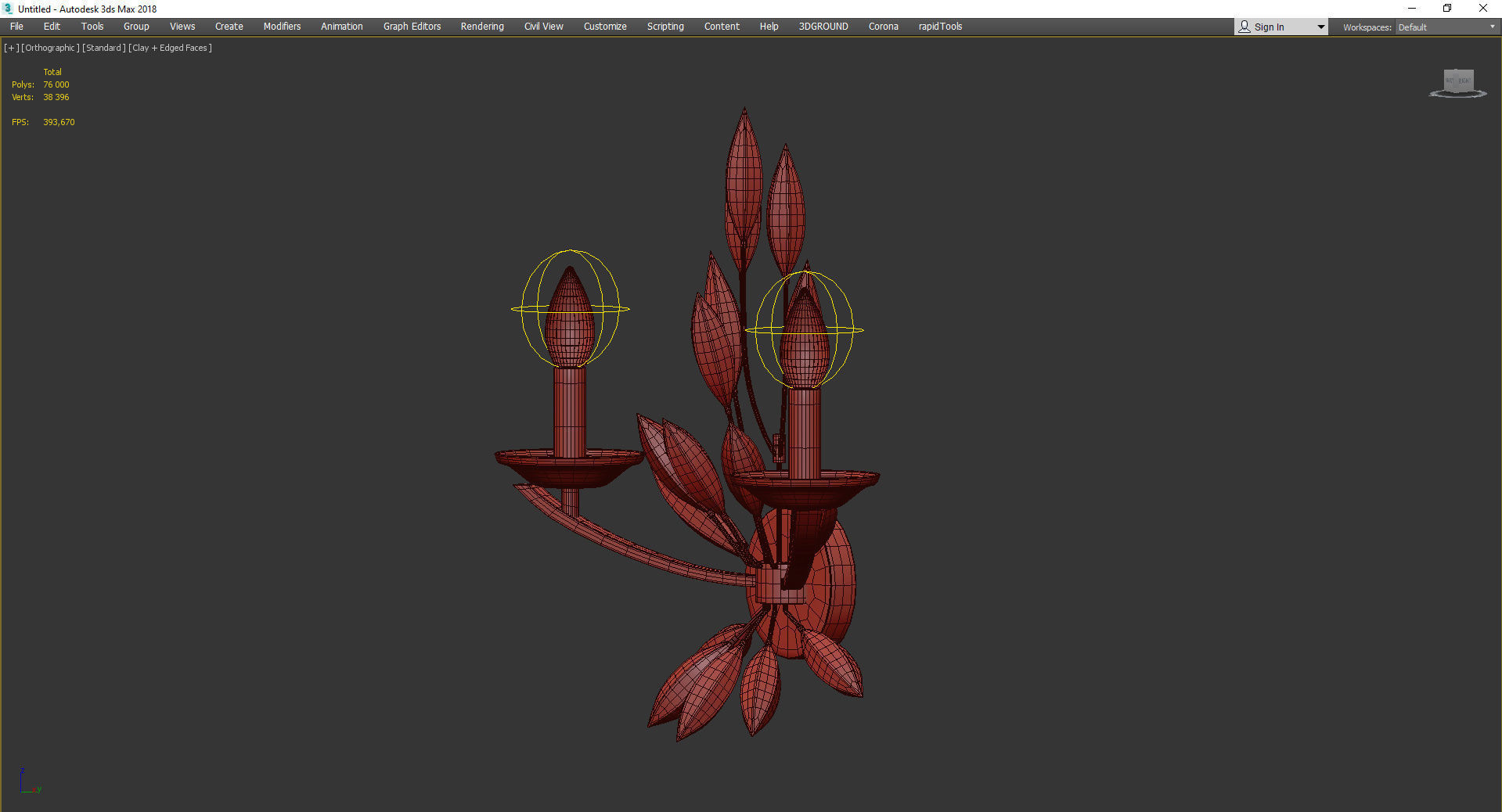 Jaster Crystal Leaf Chandelier Low-poly 3D model_3