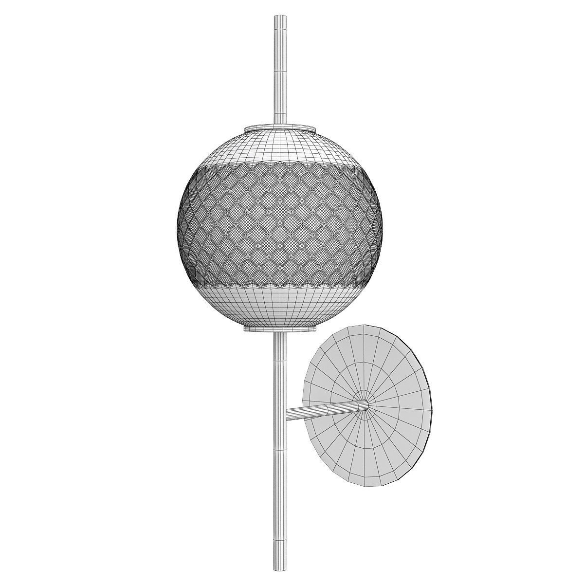 LED Sconce Brass Cyan Low-poly 3D model_1