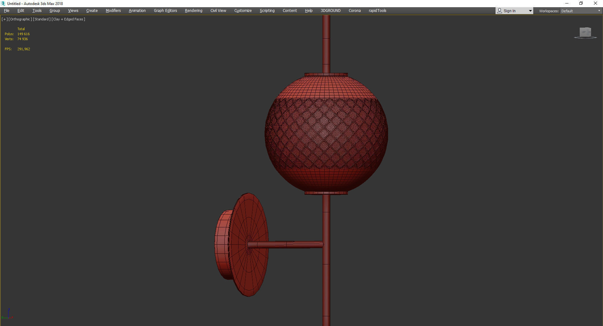 LED Sconce Brass Cyan Low-poly 3D model_3