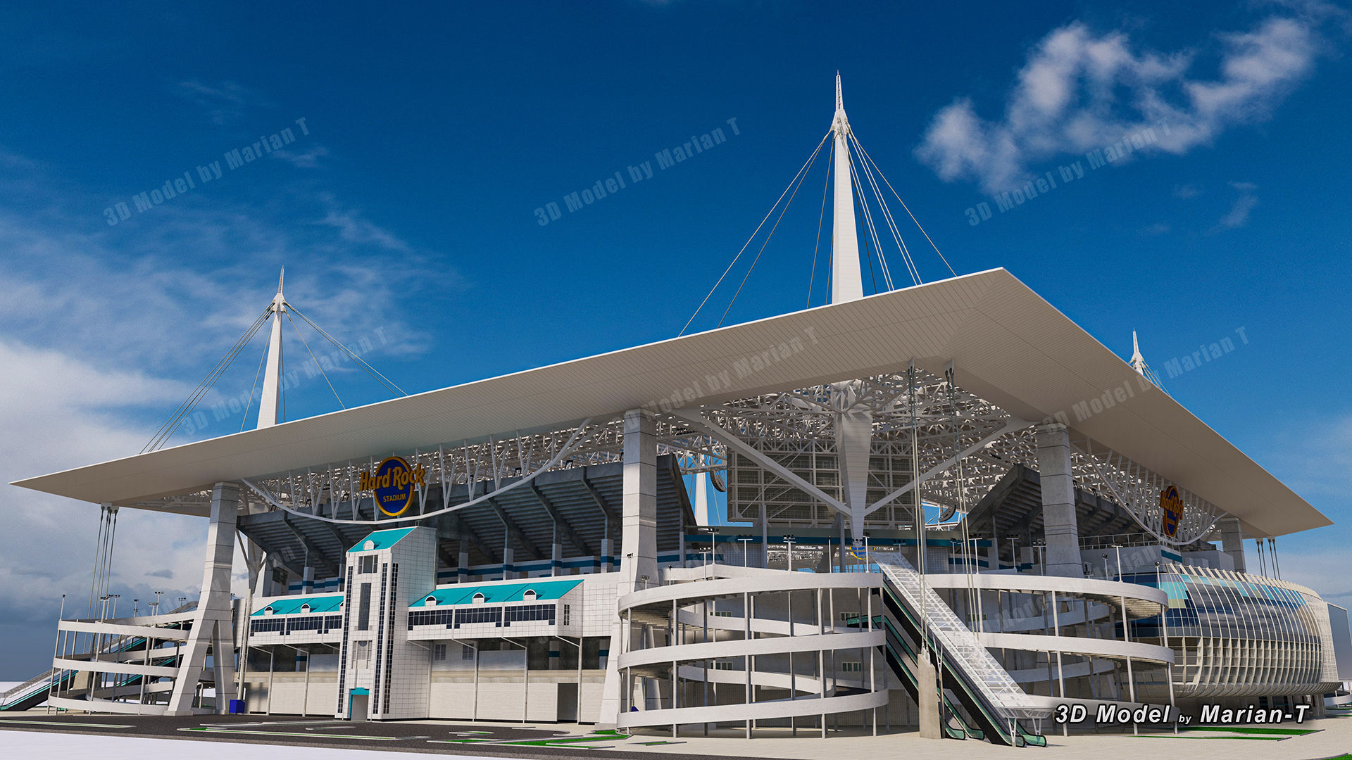 Hard Rock Stadium Miami-Florida USA Low-poly 3D model_8