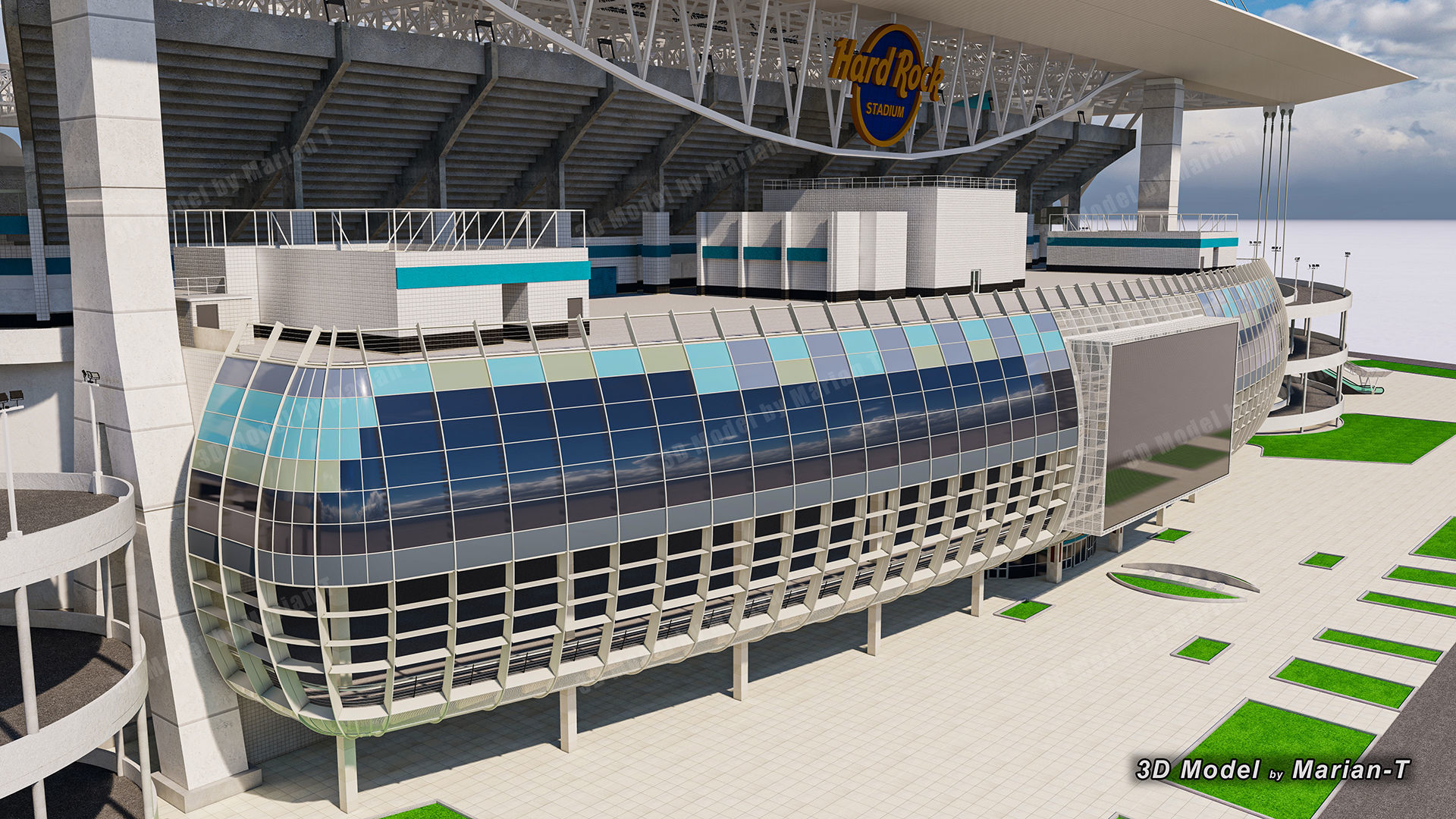 Hard Rock Stadium Miami-Florida USA Low-poly 3D model_37