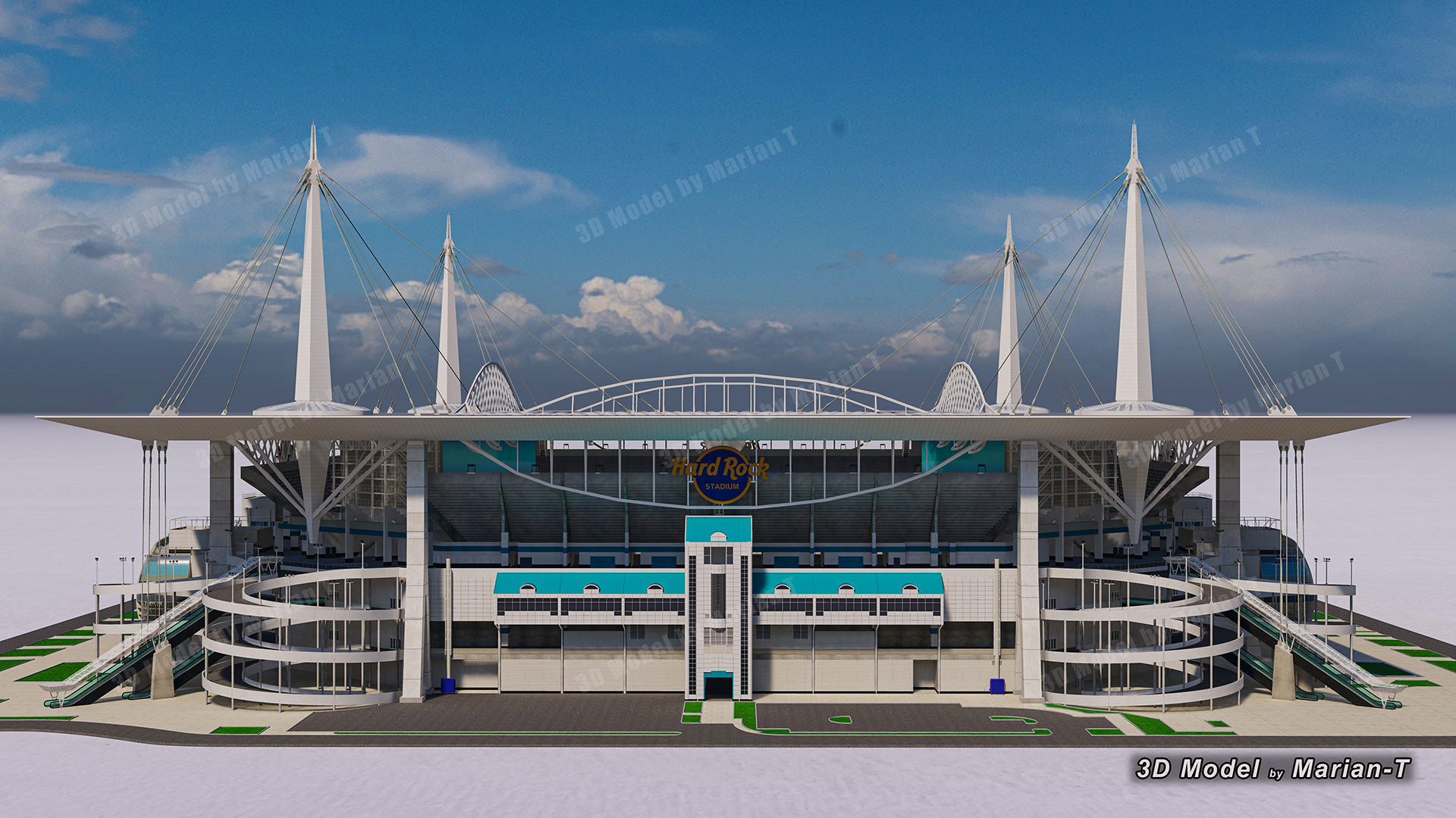 Hard Rock Stadium Miami-Florida USA Low-poly 3D model_48