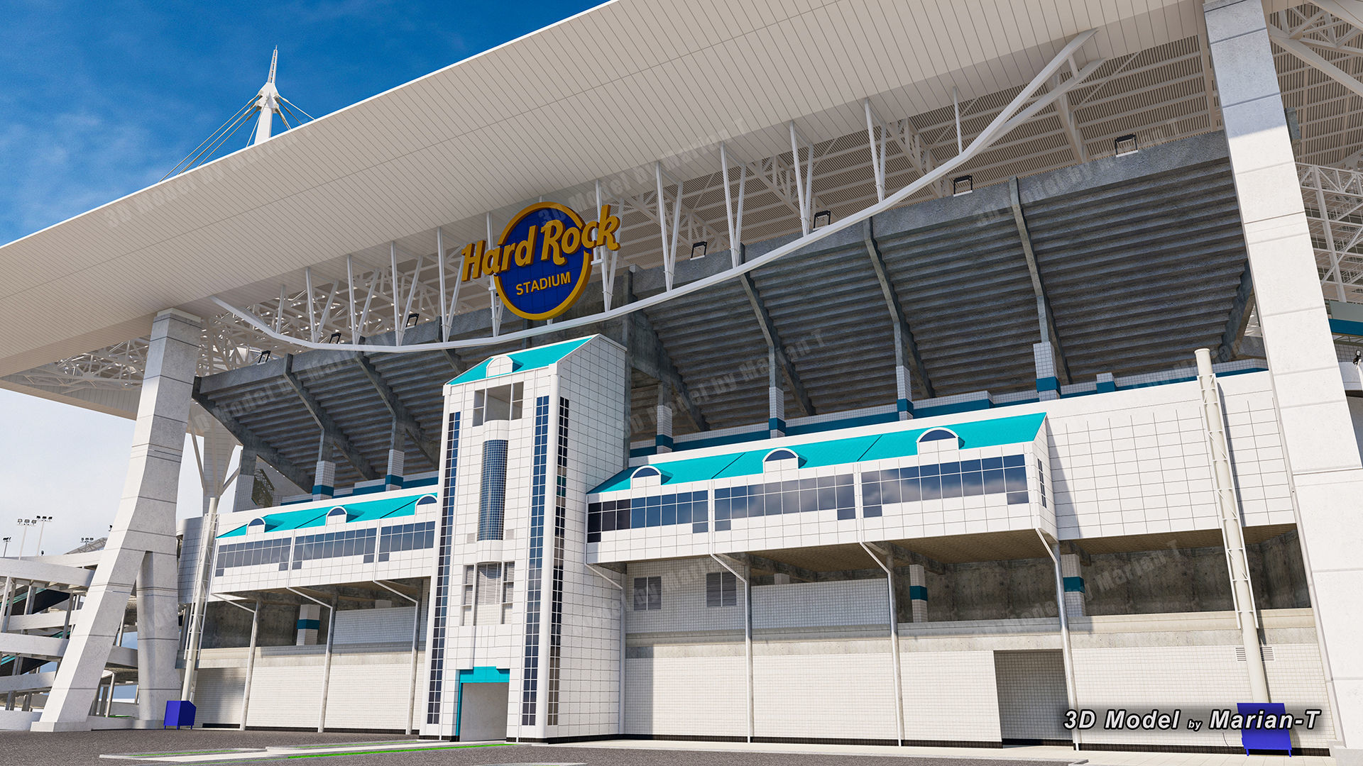 Hard Rock Stadium Miami-Florida USA Low-poly 3D model_45