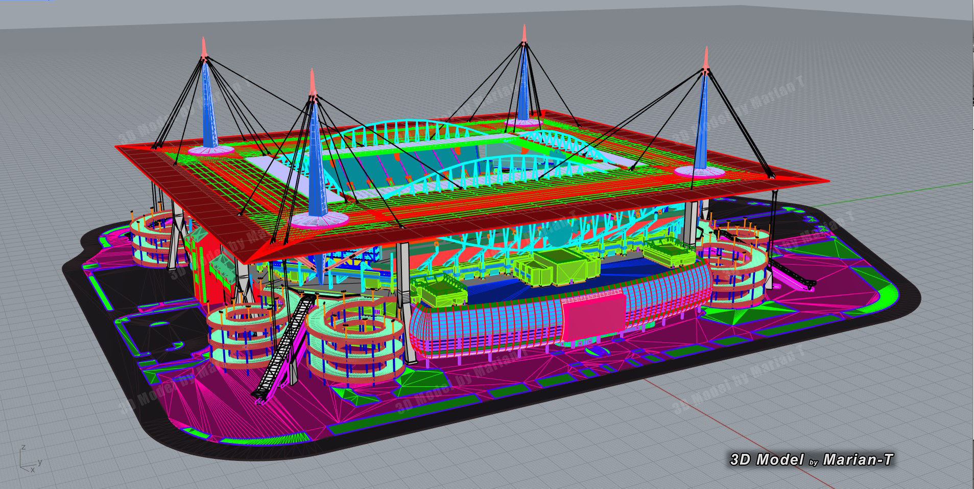 Hard Rock Stadium Miami-Florida USA Low-poly 3D model_4