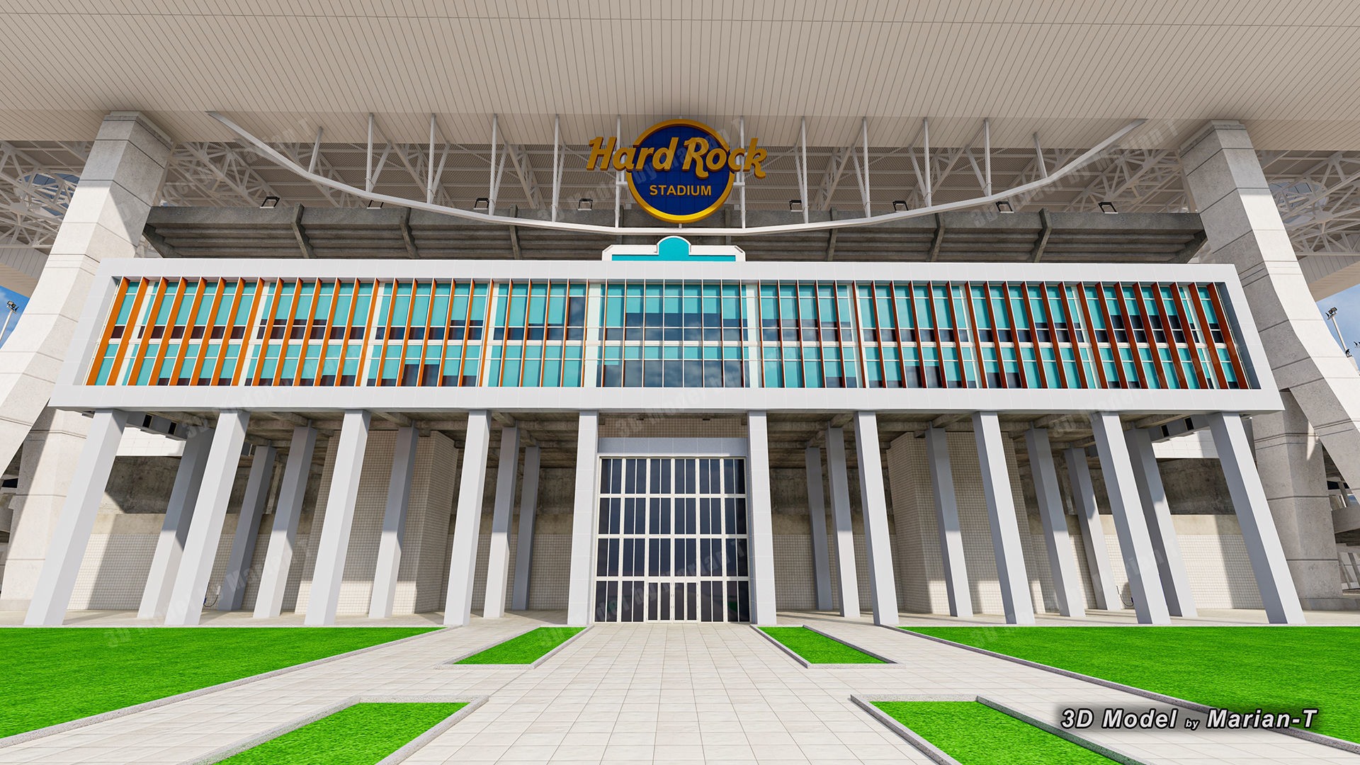 Hard Rock Stadium Miami-Florida USA Low-poly 3D model_32