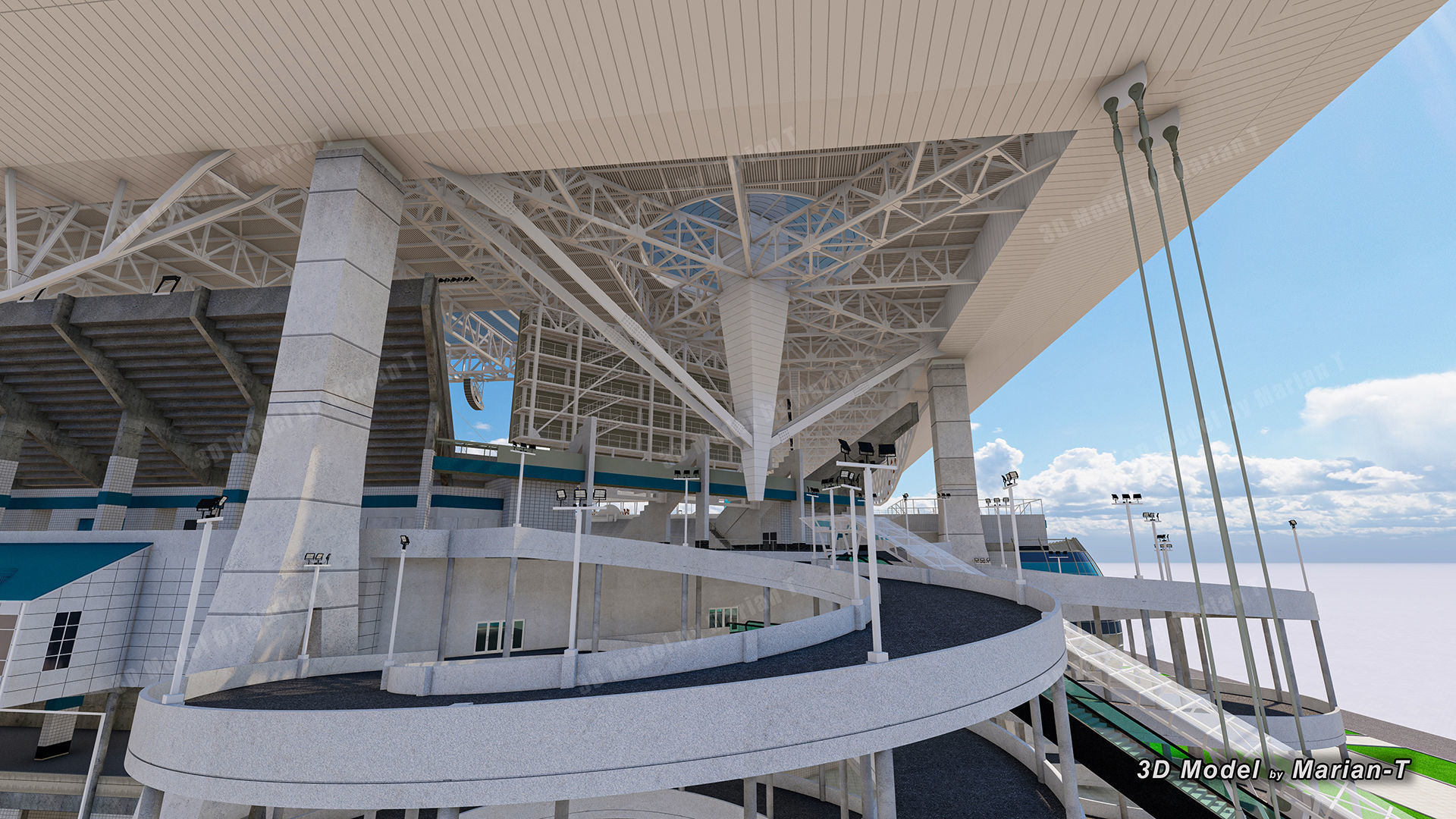 Hard Rock Stadium Miami-Florida USA Low-poly 3D model_10