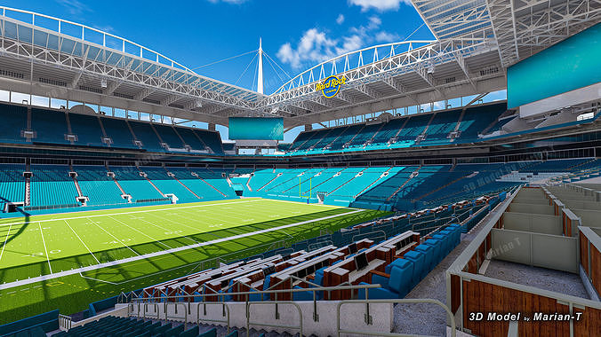 Hard Rock Stadium Miami-Florida USA Low-poly 3D model
