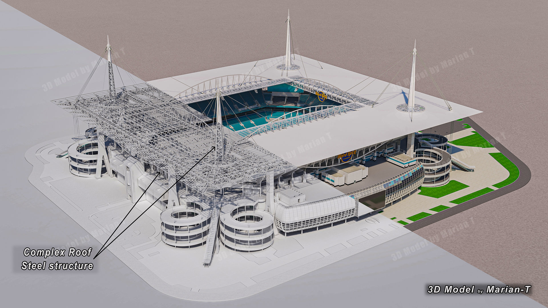 Hard Rock Stadium Miami-Florida USA Low-poly 3D model_3
