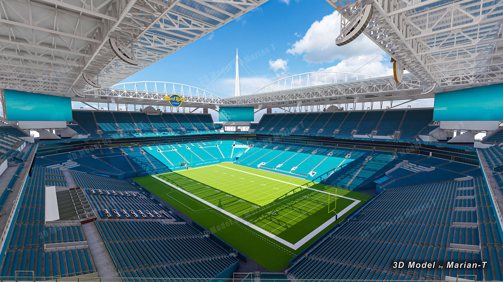 Hard Rock Stadium Miami-Florida USA Low-poly 3D model_9