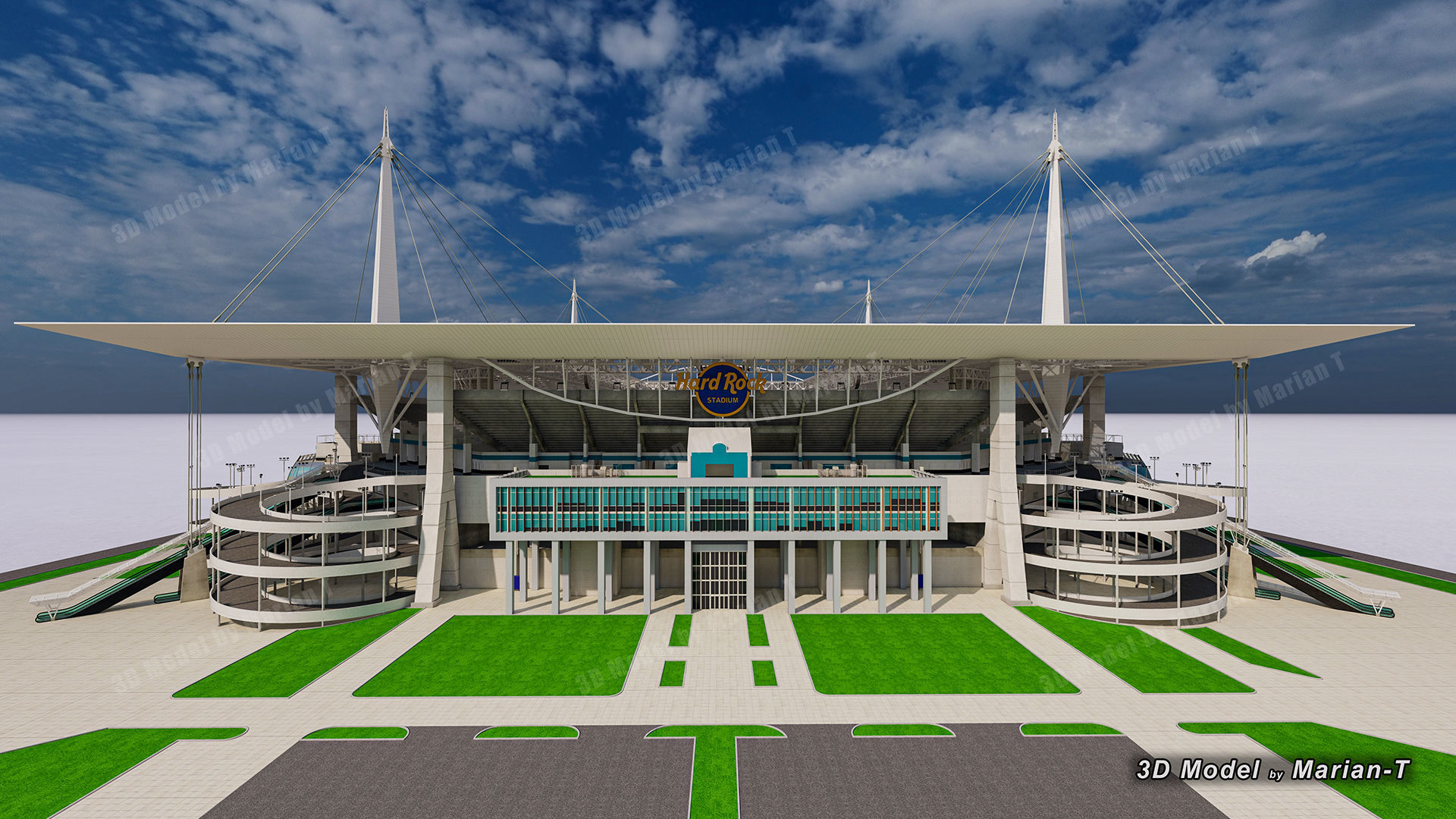 Hard Rock Stadium Miami-Florida USA Low-poly 3D model_30