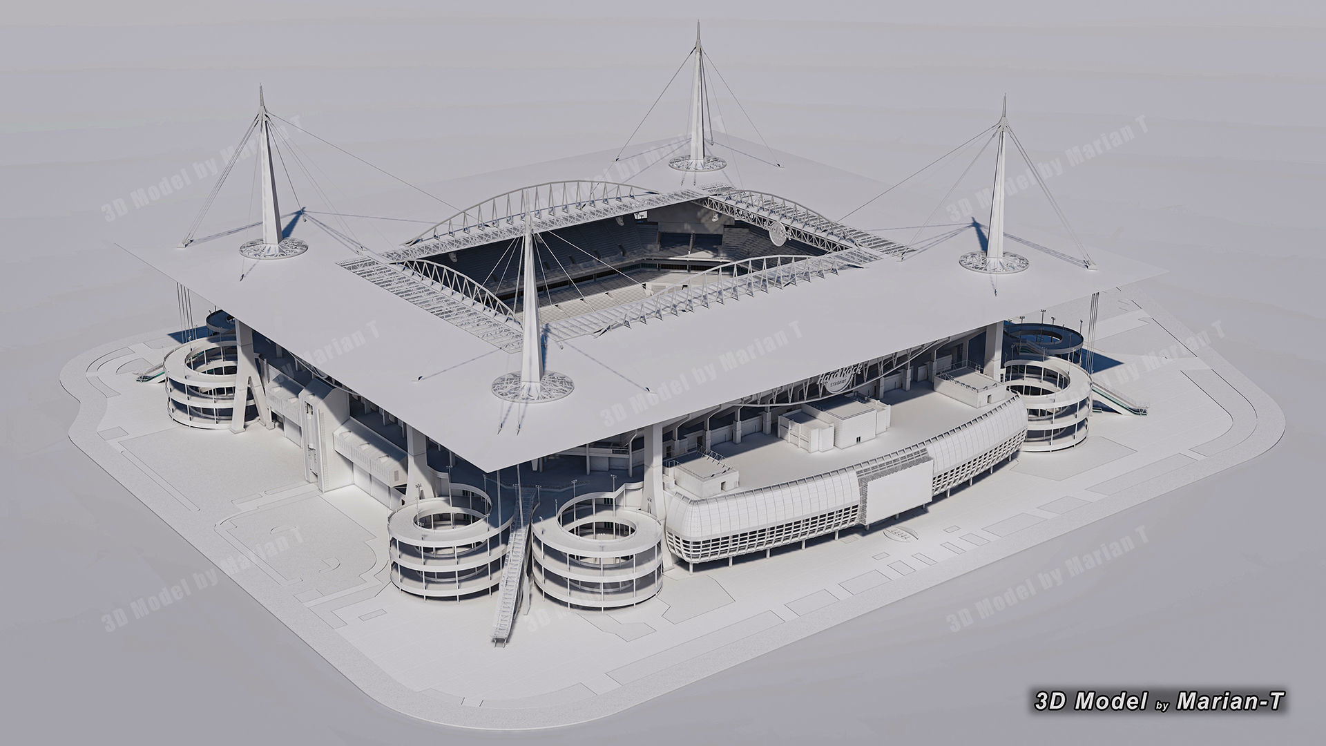 Hard Rock Stadium Miami-Florida USA Low-poly 3D model_11