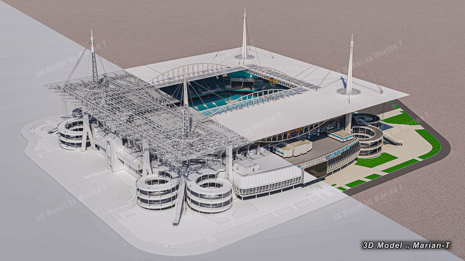 Hard Rock Stadium Miami-Florida USA Low-poly 3D model_13