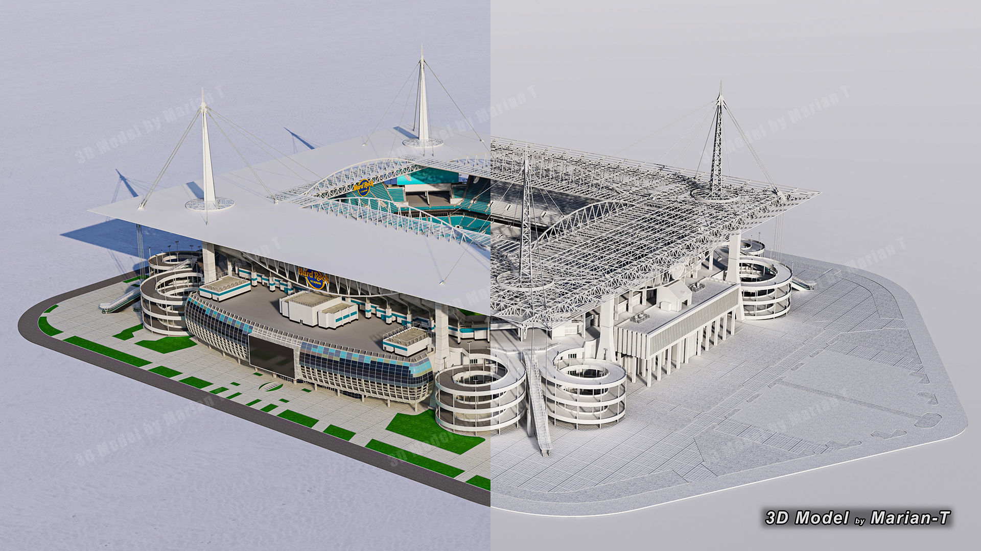Hard Rock Stadium Miami-Florida USA Low-poly 3D model_50