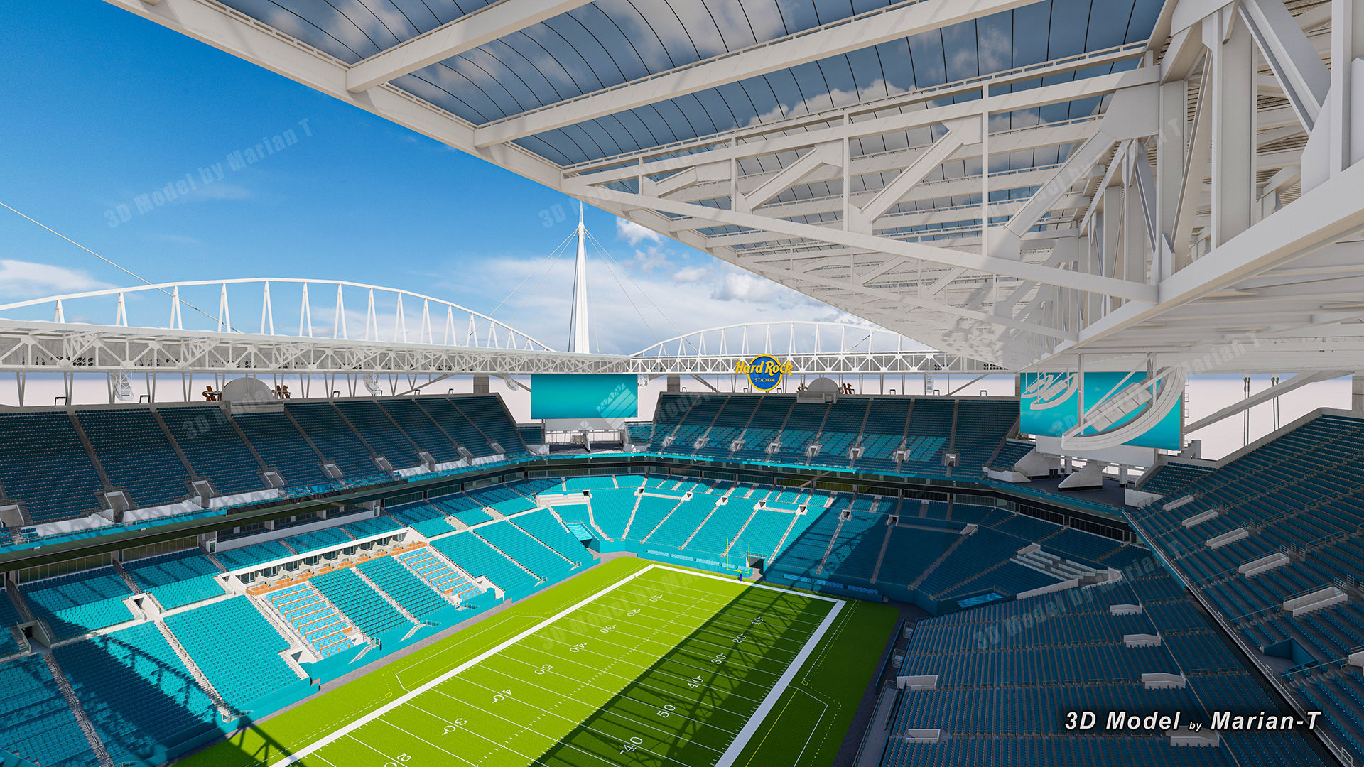Hard Rock Stadium Miami-Florida USA Low-poly 3D model_21