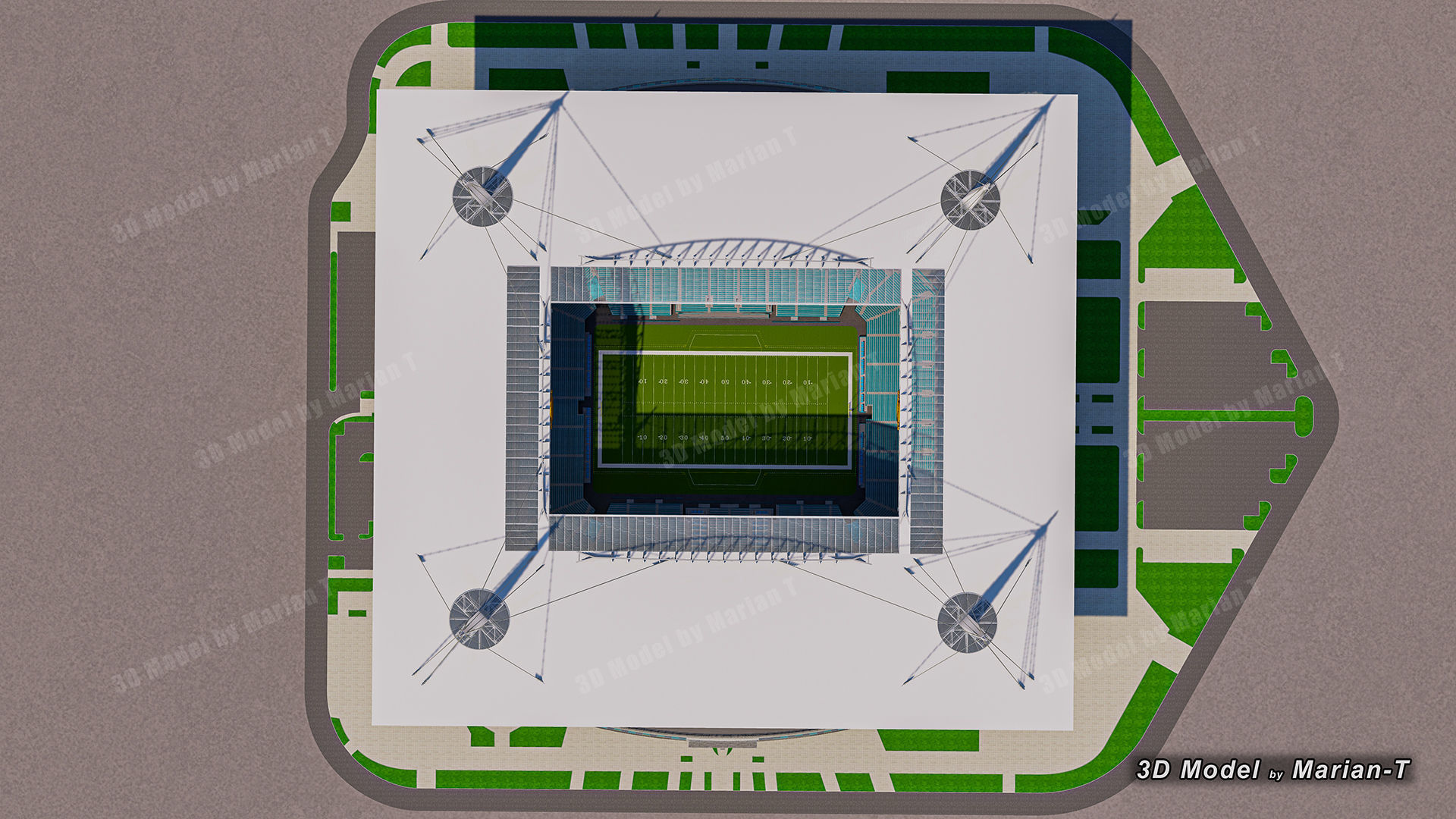 Hard Rock Stadium Miami-Florida USA Low-poly 3D model_44