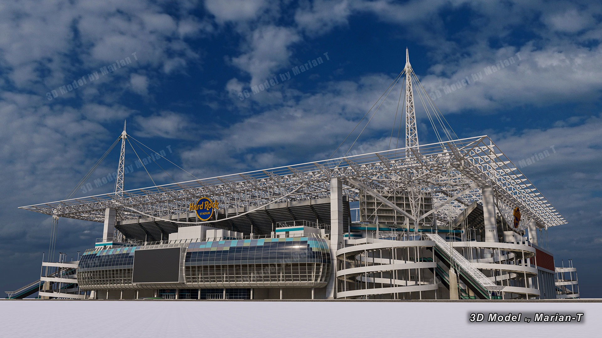 Hard Rock Stadium Miami-Florida USA Low-poly 3D model_16