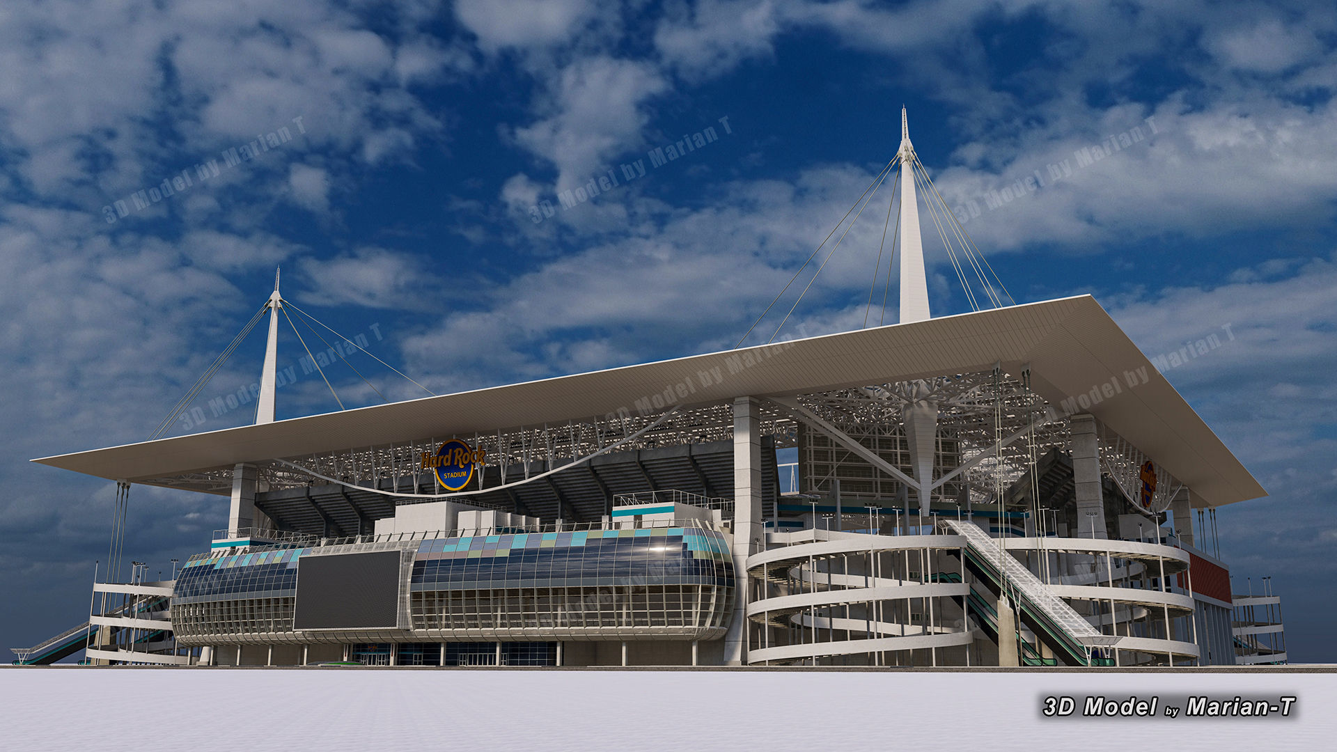 Hard Rock Stadium Miami-Florida USA Low-poly 3D model_15