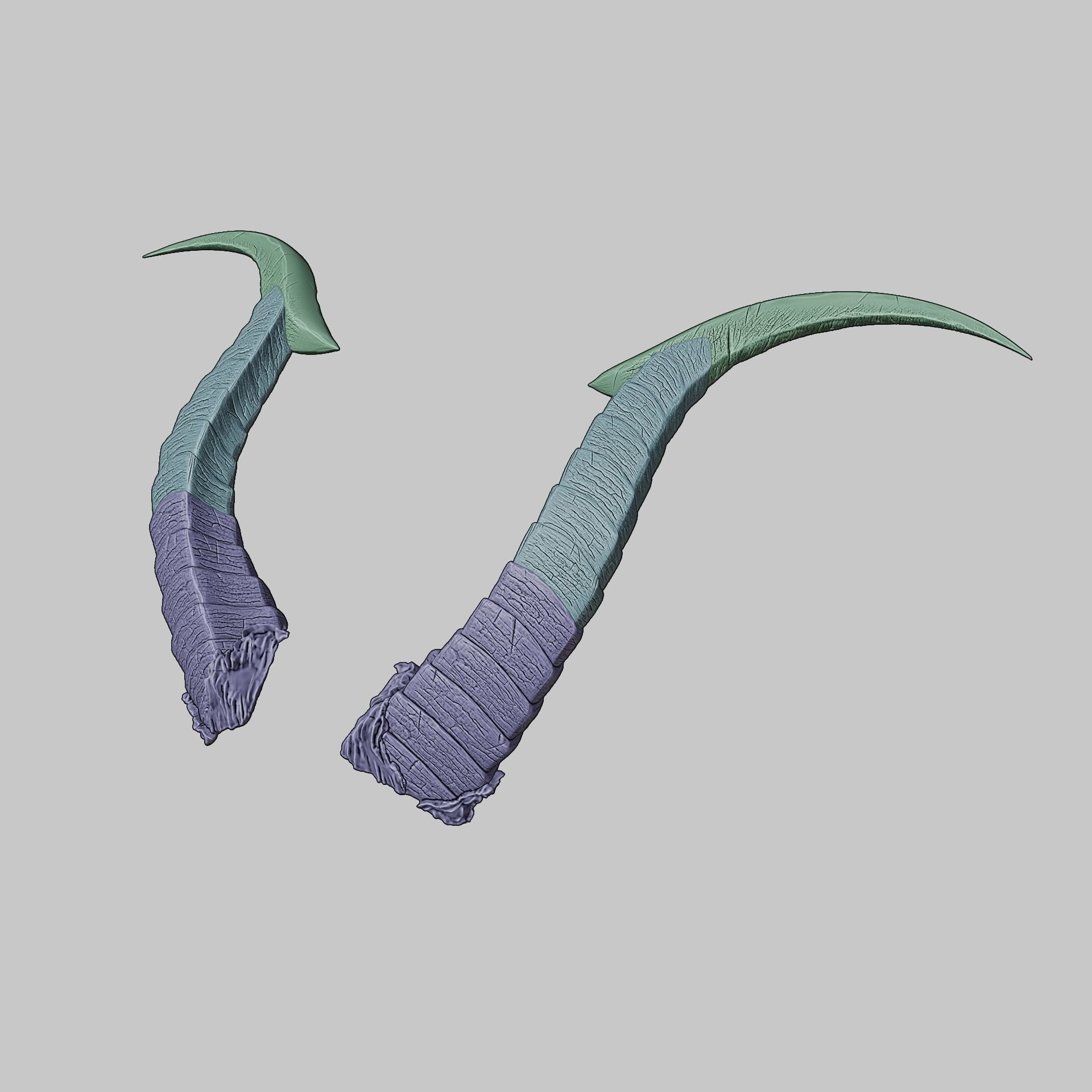 Fantasy Ruin Curves Horns Set Baldurs Gate 3 3D print model_12