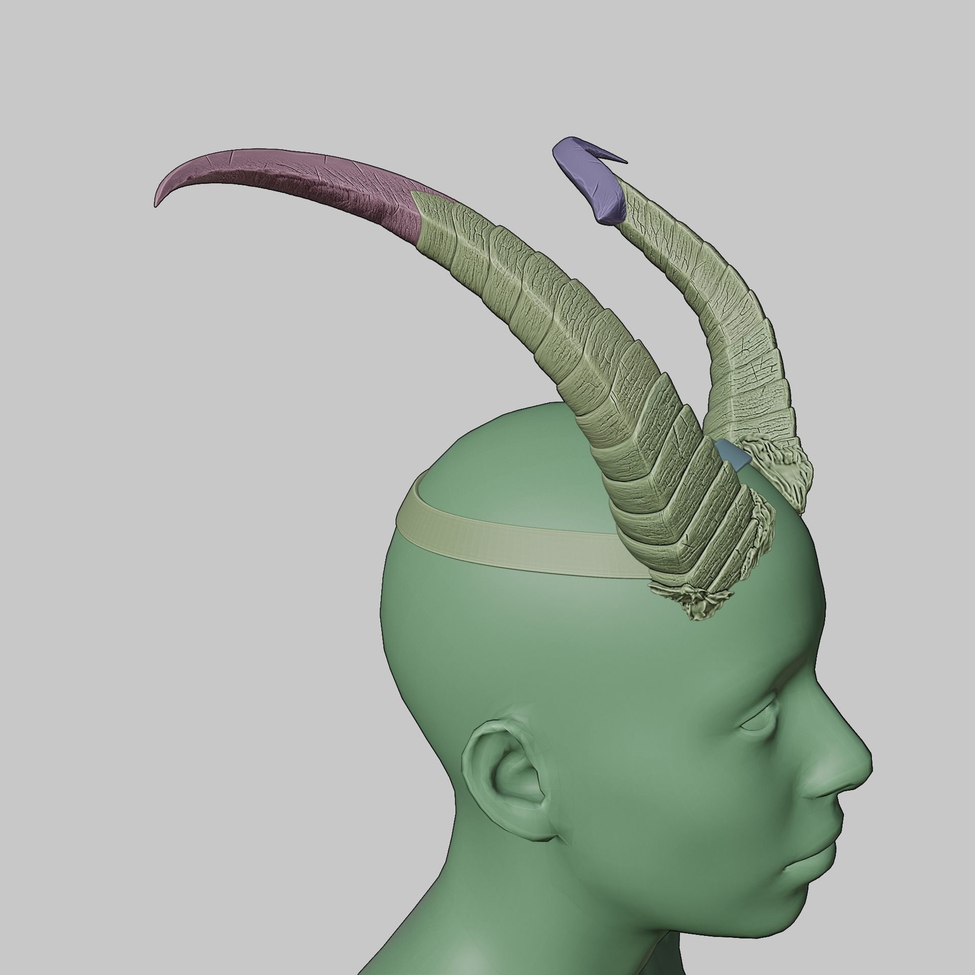 Fantasy Ruin Curves Horns Set Baldurs Gate 3 3D print model_15