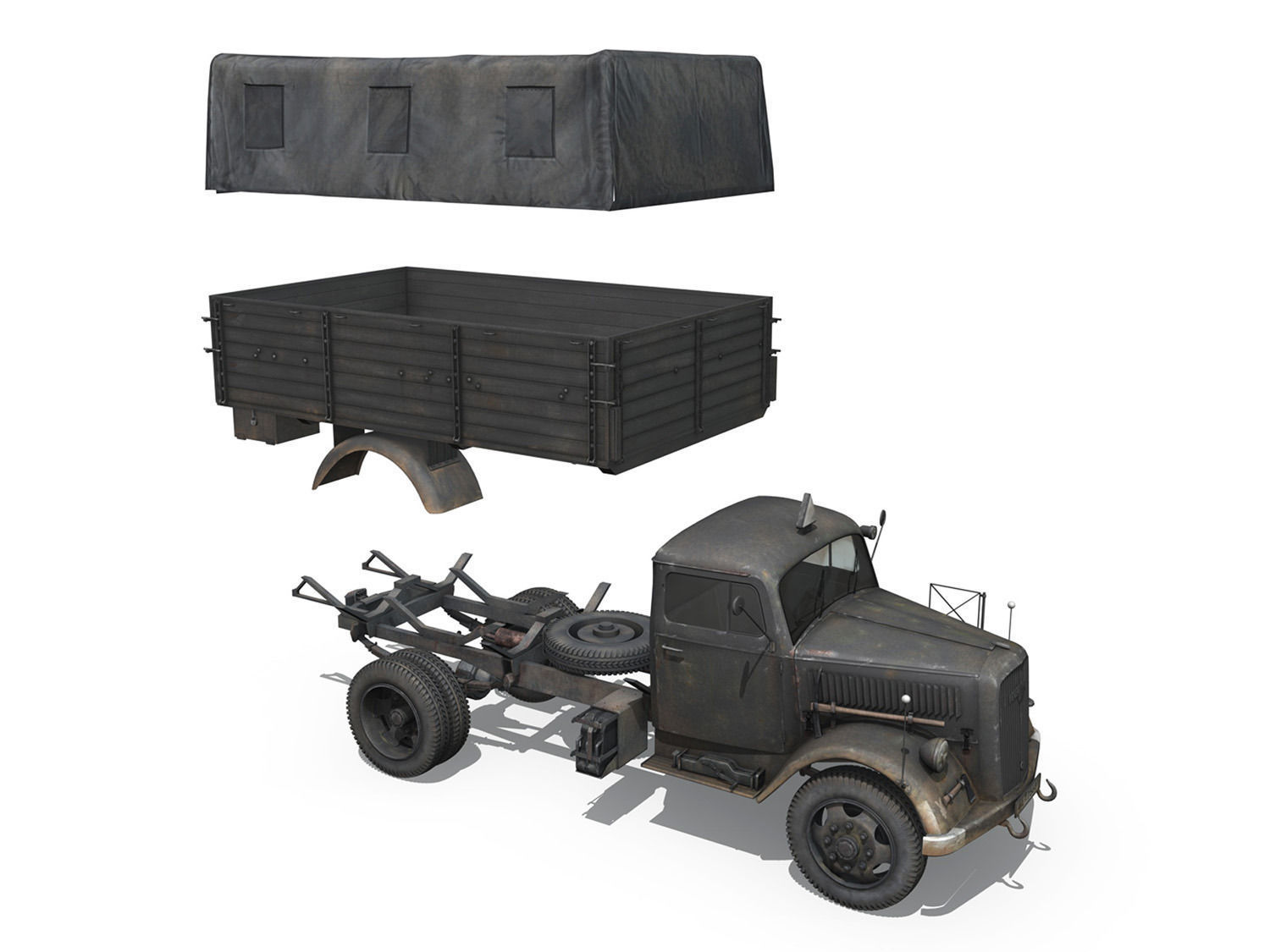 Opel Blitz - 3t Cargo truck - 17 PzDiv 3D model_7