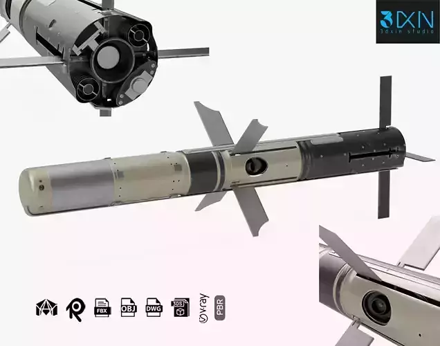 BGM 71F TOW Missile 3D model BGM 71F TOW Missile 3D model