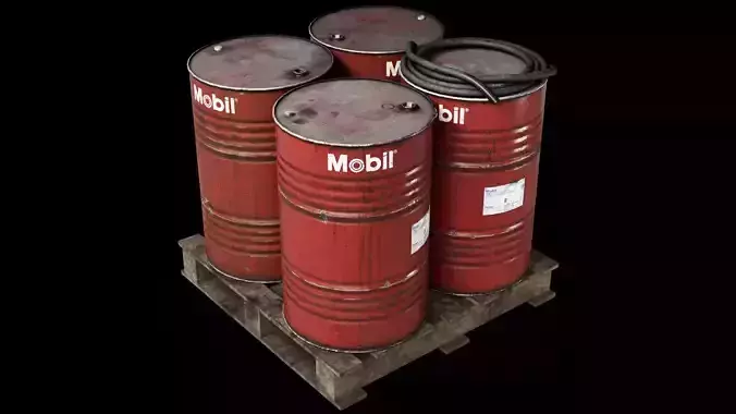 Oil drums set Low-poly 3D model