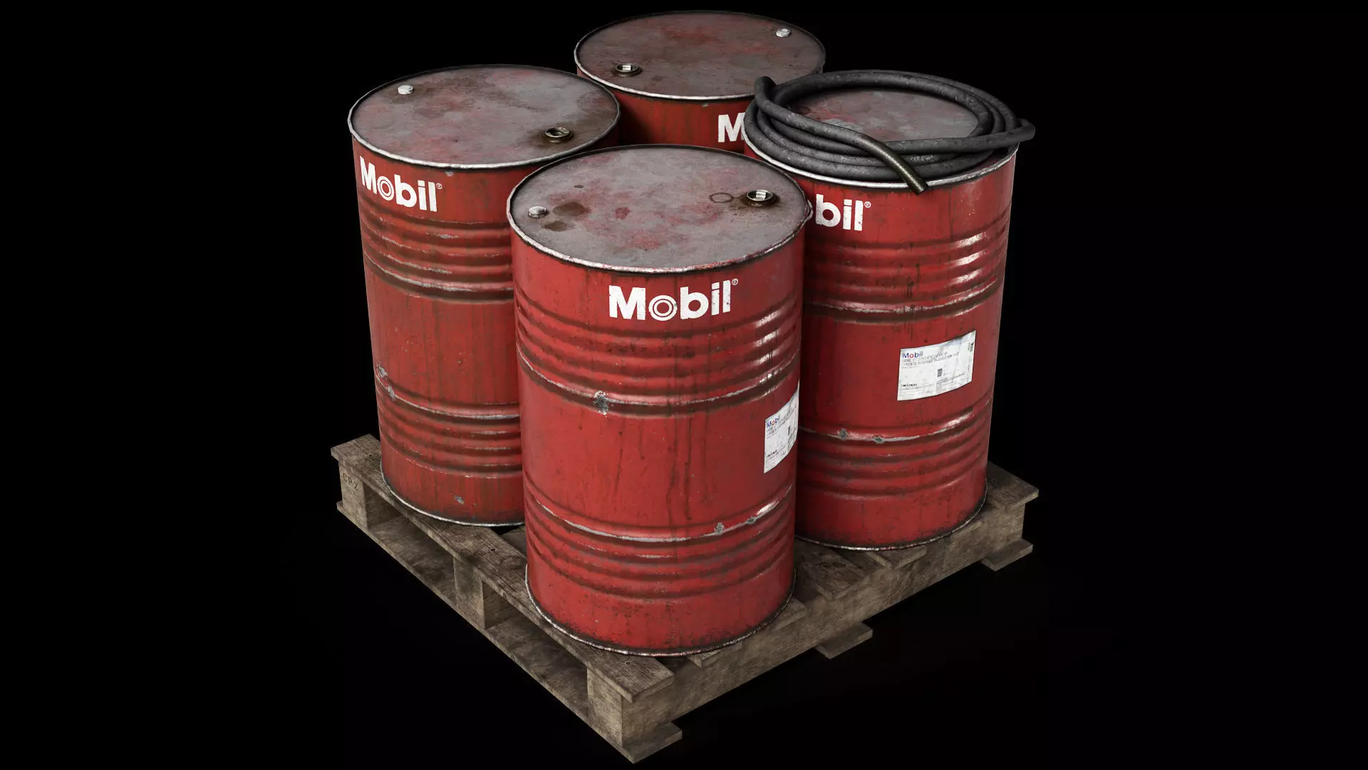 Oil drums set Low-poly 3D model