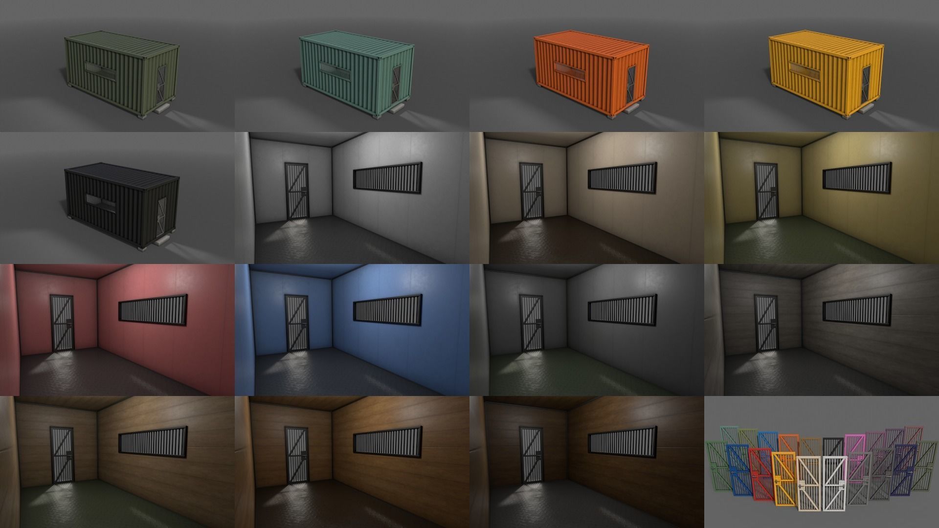 PBR Container House CA 20ft V2 Low-poly 3D model_3