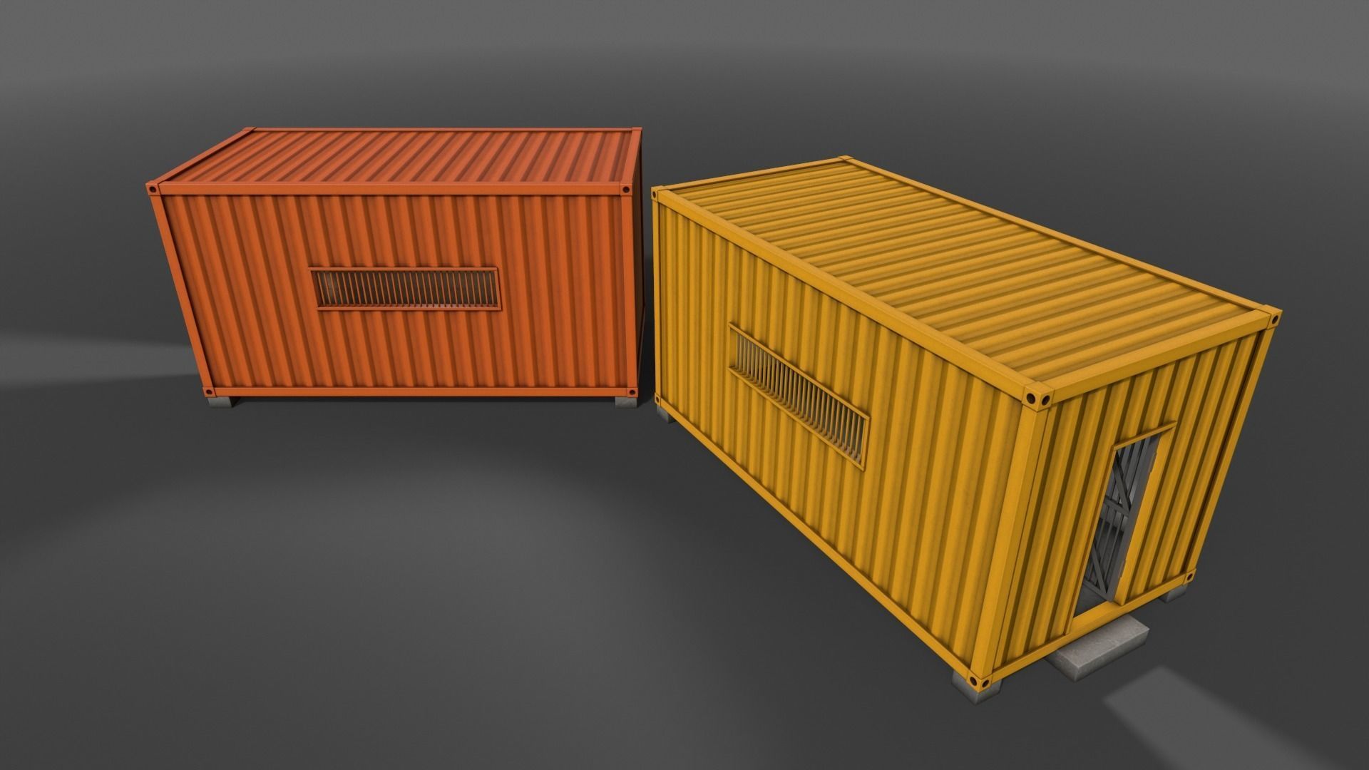 PBR Container House CA 20ft V2 Low-poly 3D model_11