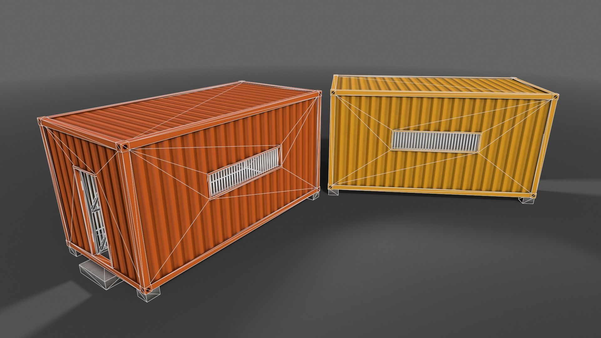 PBR Container House CA 20ft V2 Low-poly 3D model_9