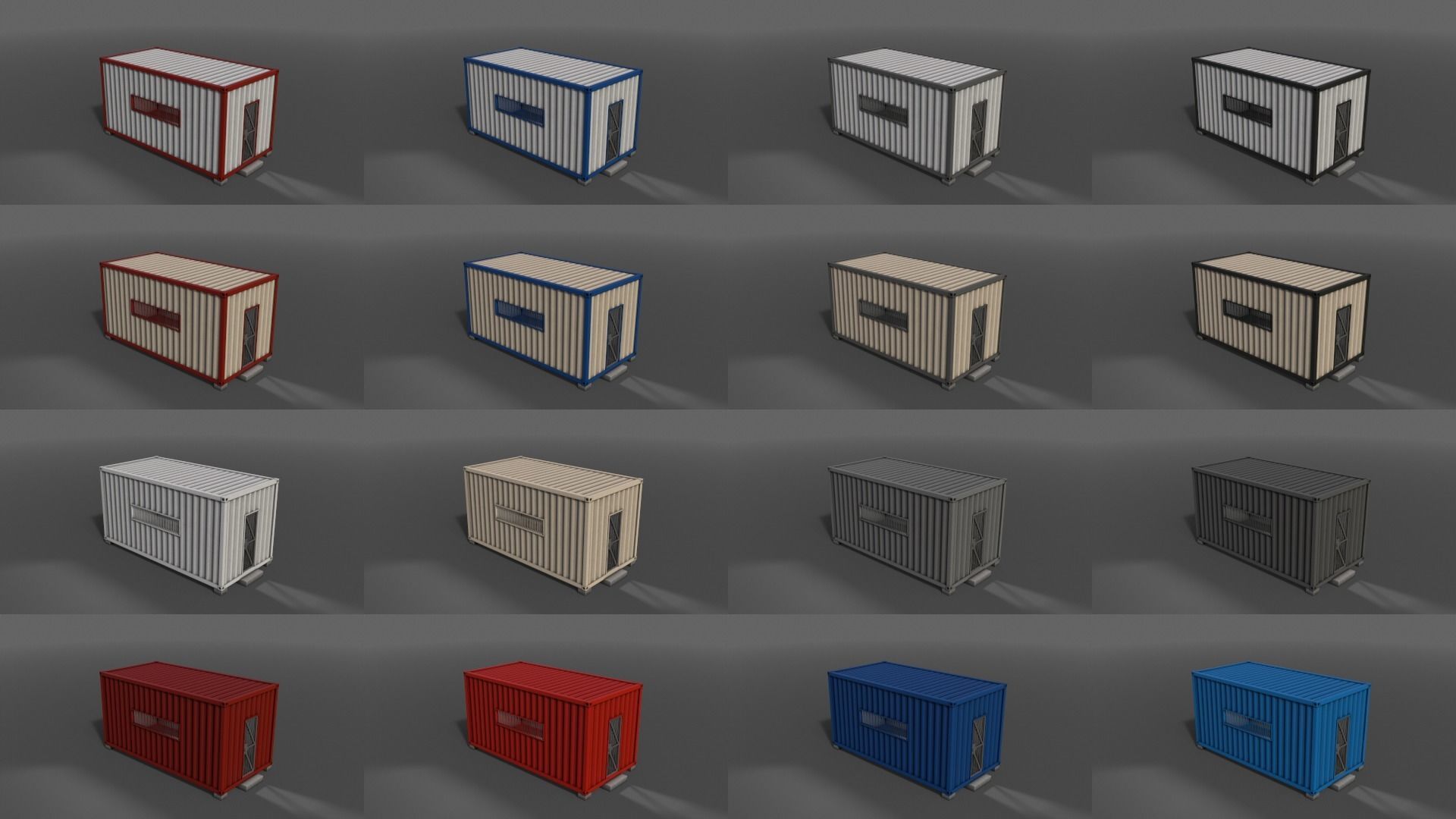 PBR Container House CA 20ft V2 Low-poly 3D model_2