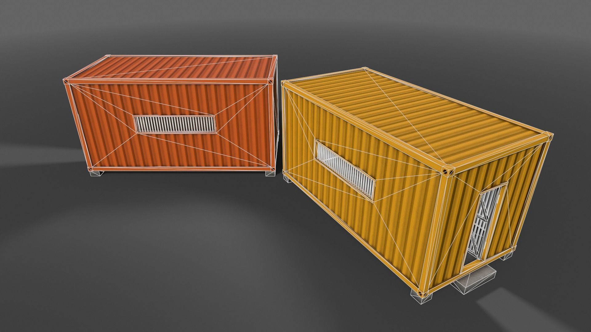 PBR Container House CA 20ft V2 Low-poly 3D model_12