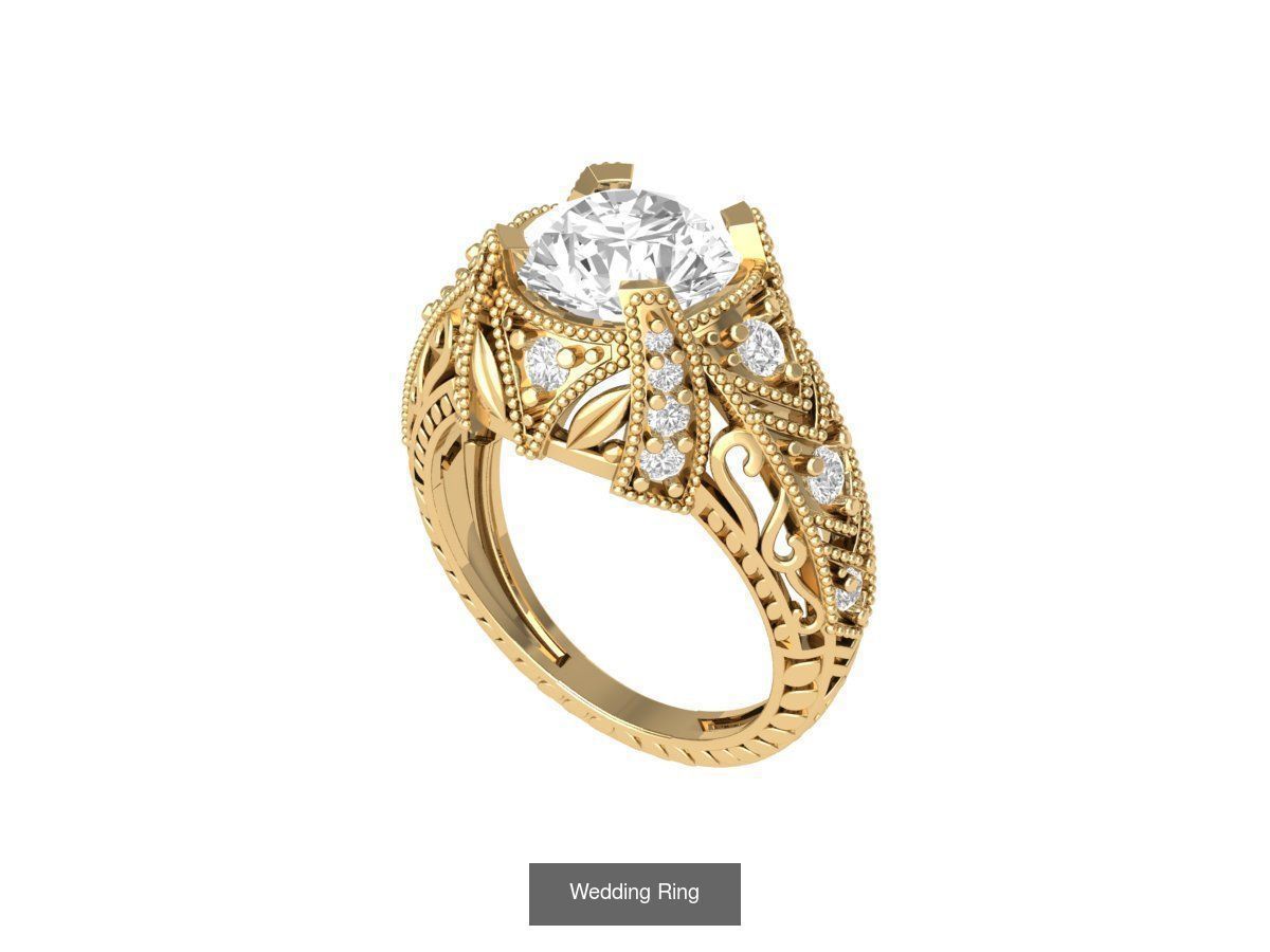 Wedding Engagement Solitaire Artdeco Collaction 3D Model Collection_78