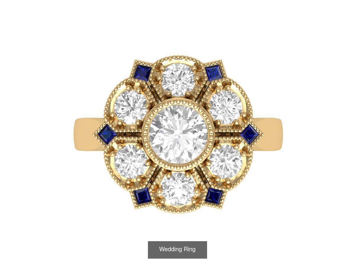 Wedding Engagement Solitaire Artdeco Collaction 3D Model Collection_131