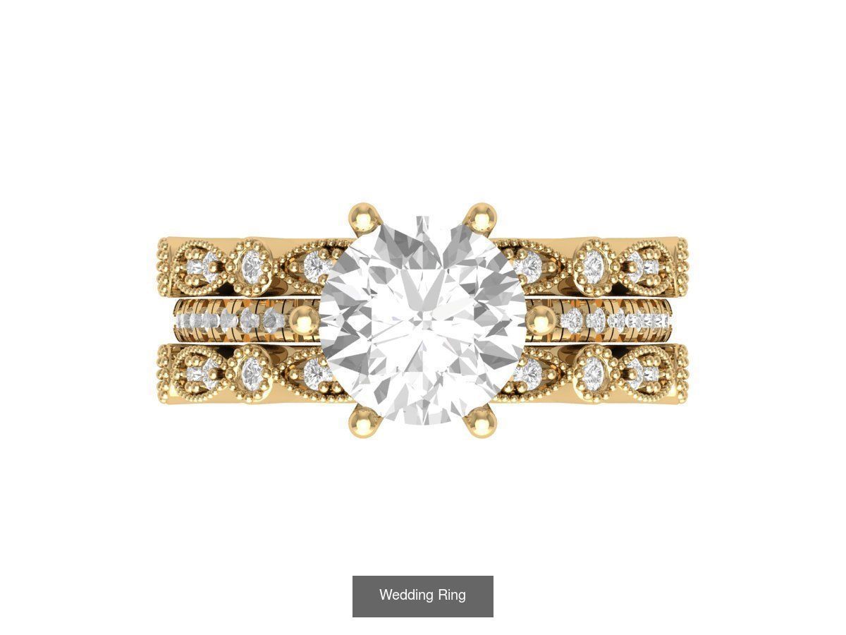 Wedding Engagement Solitaire Artdeco Collaction 3D Model Collection_79