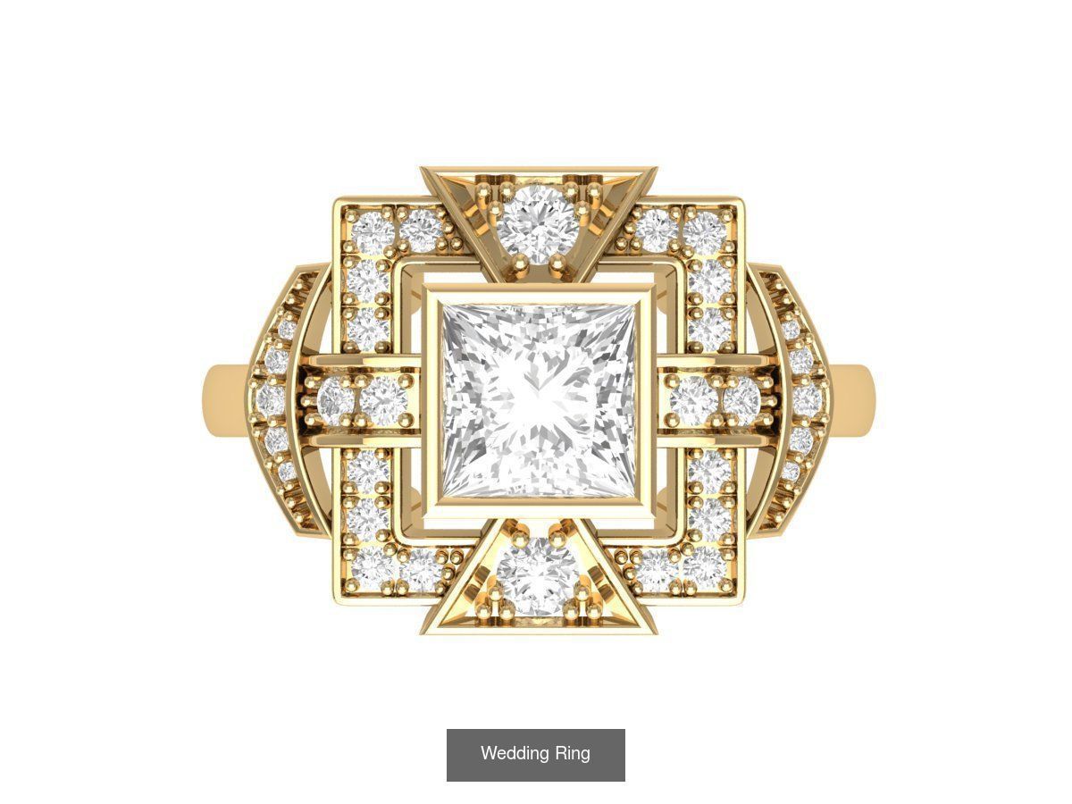 Wedding Engagement Solitaire Artdeco Collaction 3D Model Collection_137