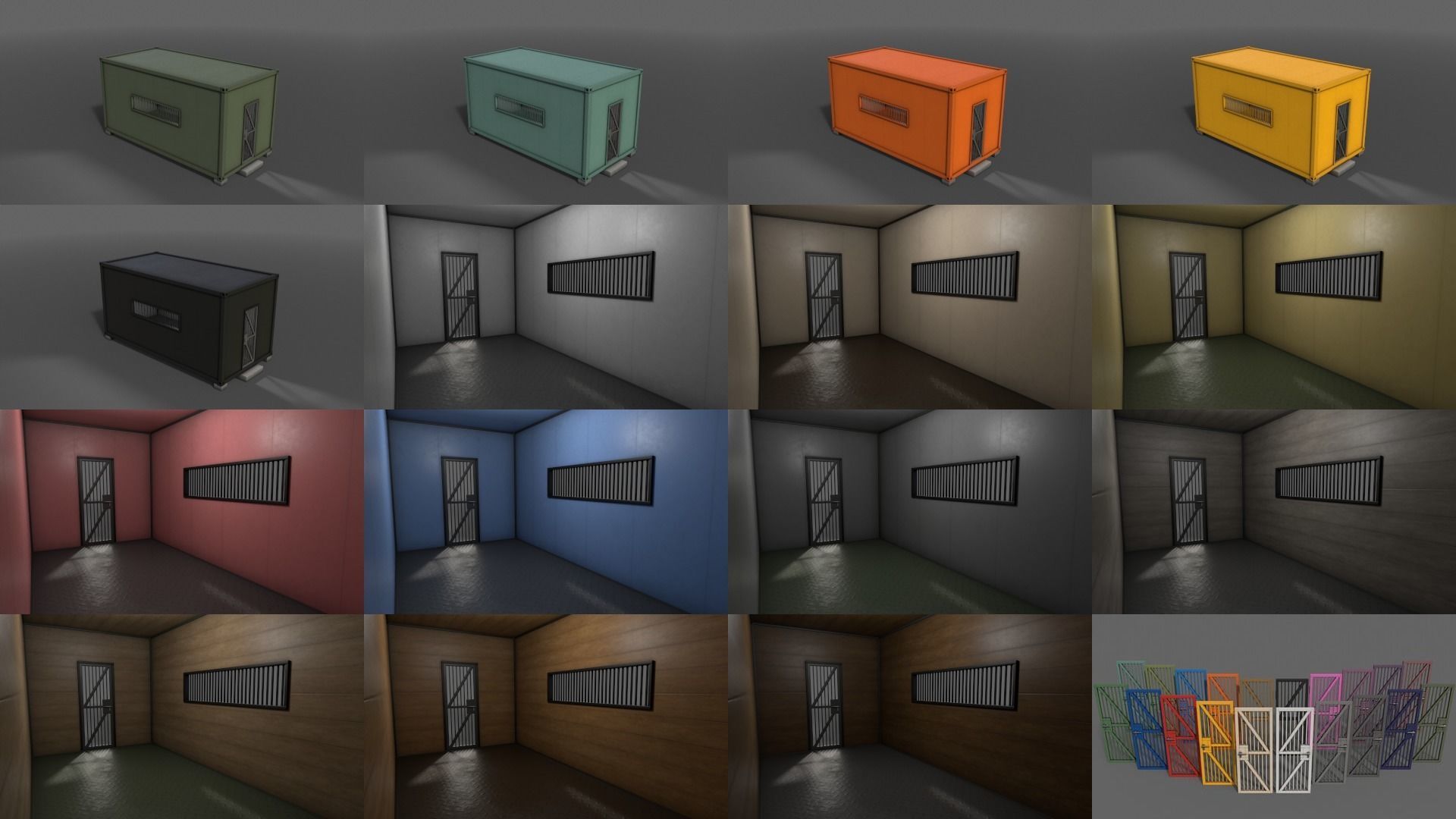 PBR Container House CB 20ft V2 Low-poly 3D model_3