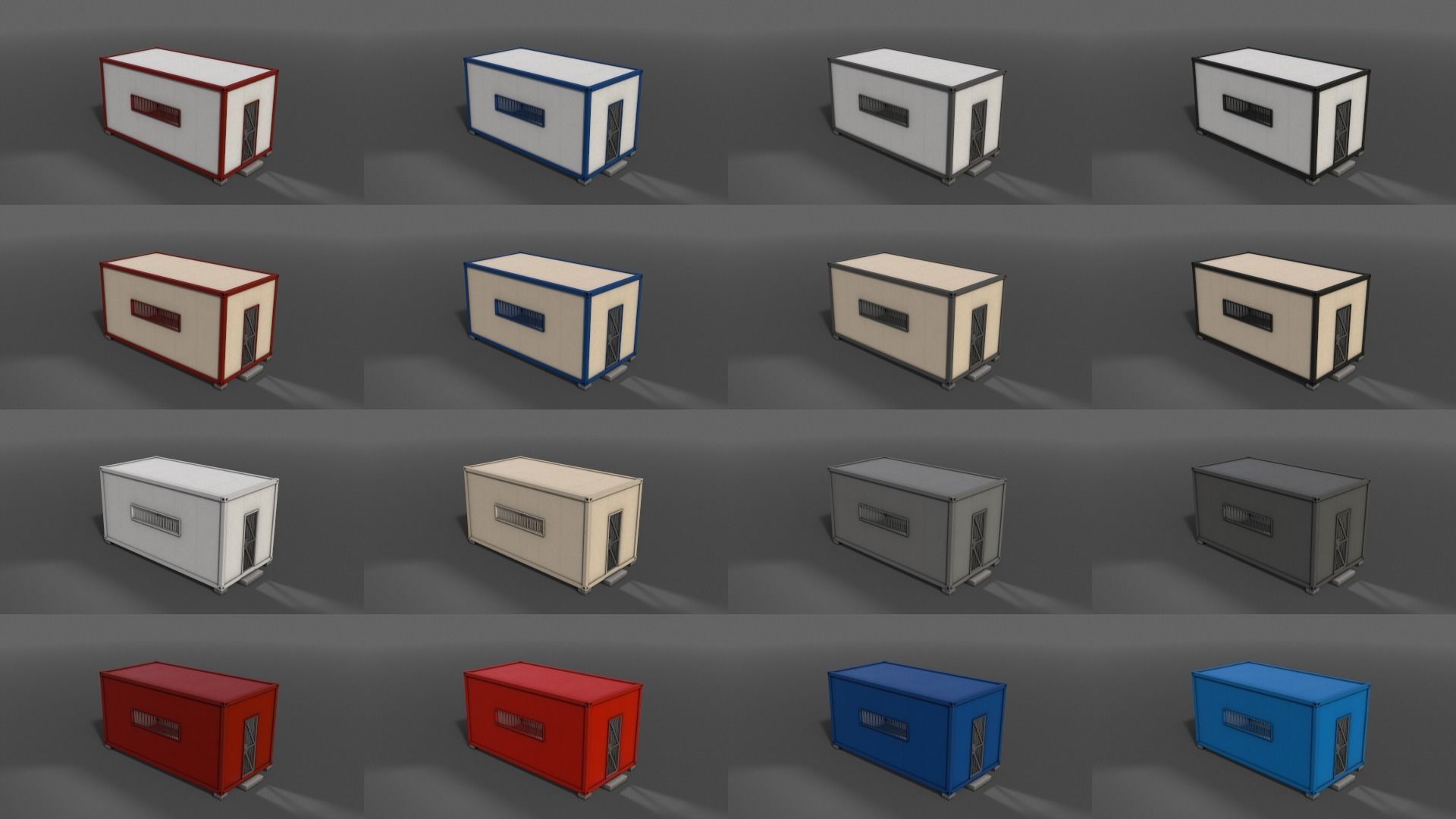 PBR Container House CB 20ft V2 Low-poly 3D model_2