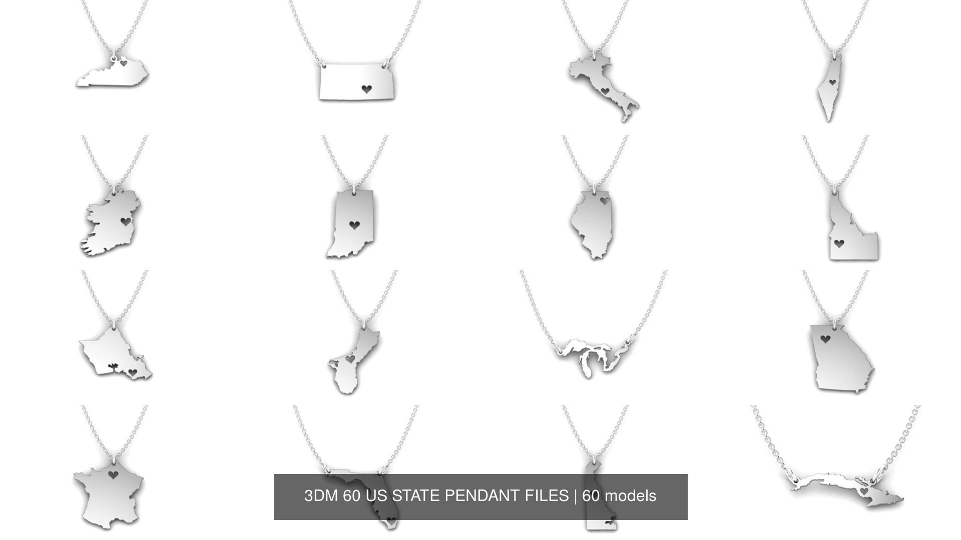 3DM 60 US STATE PENDANT FILES 3D Model Collection_4