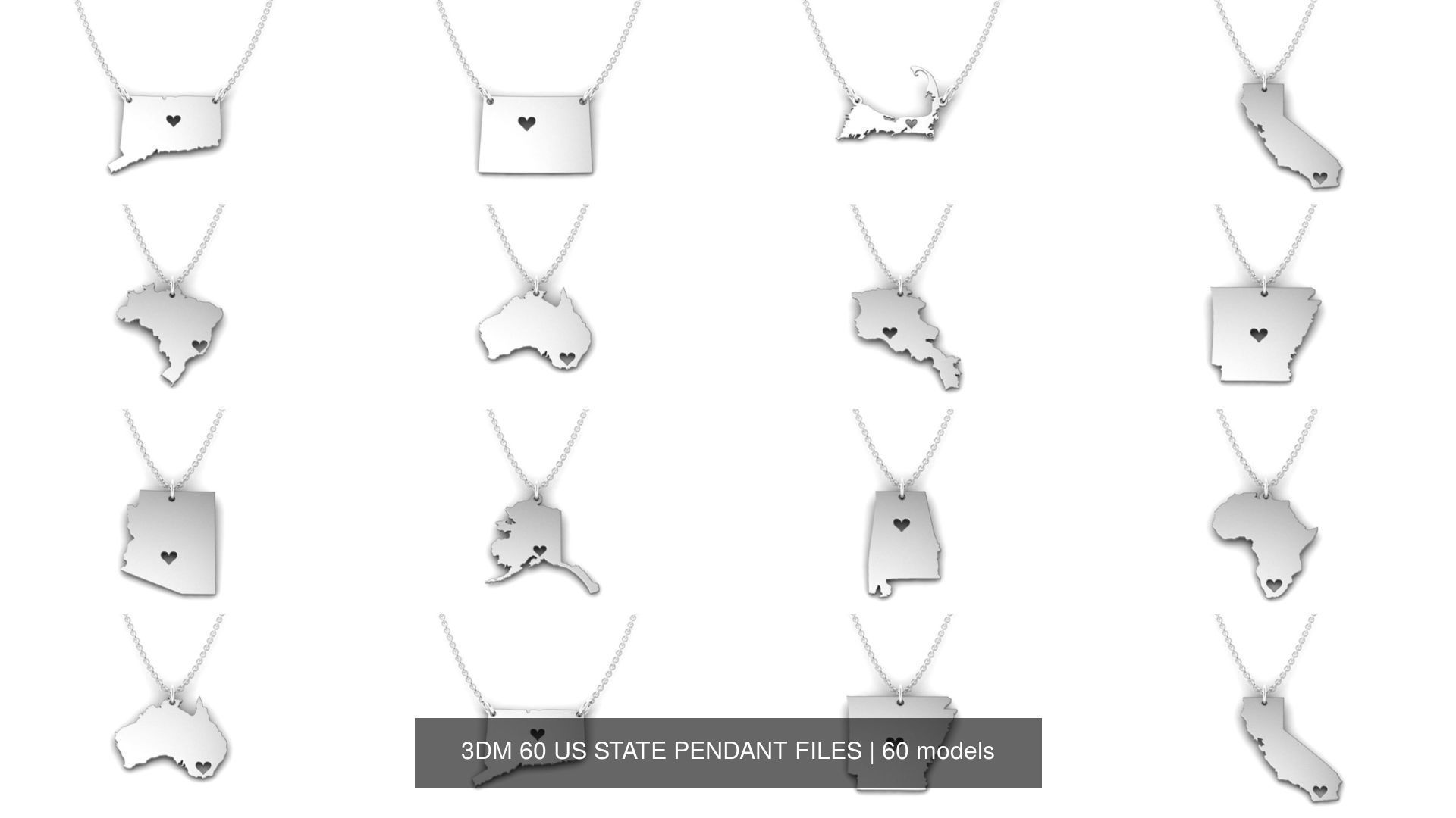 3DM 60 US STATE PENDANT FILES 3D Model Collection_9