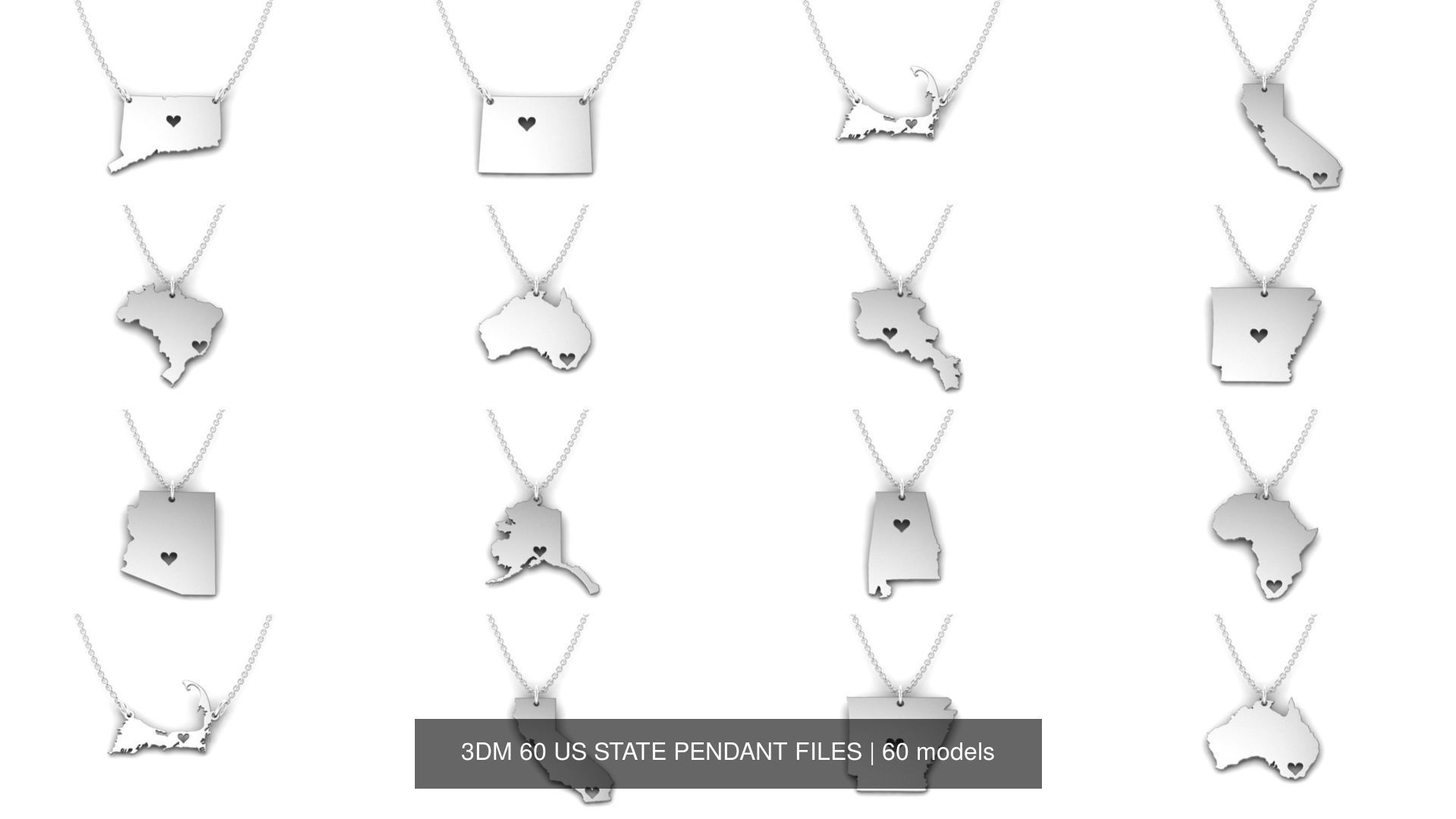3DM 60 US STATE PENDANT FILES 3D Model Collection_6