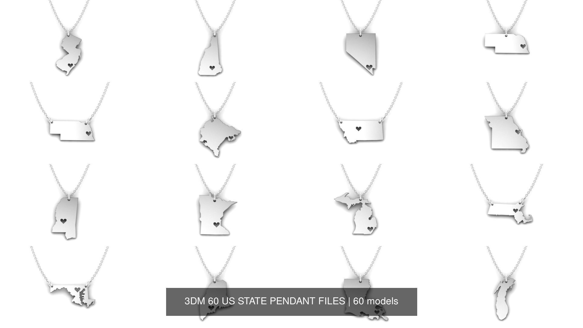 3DM 60 US STATE PENDANT FILES 3D Model Collection_3