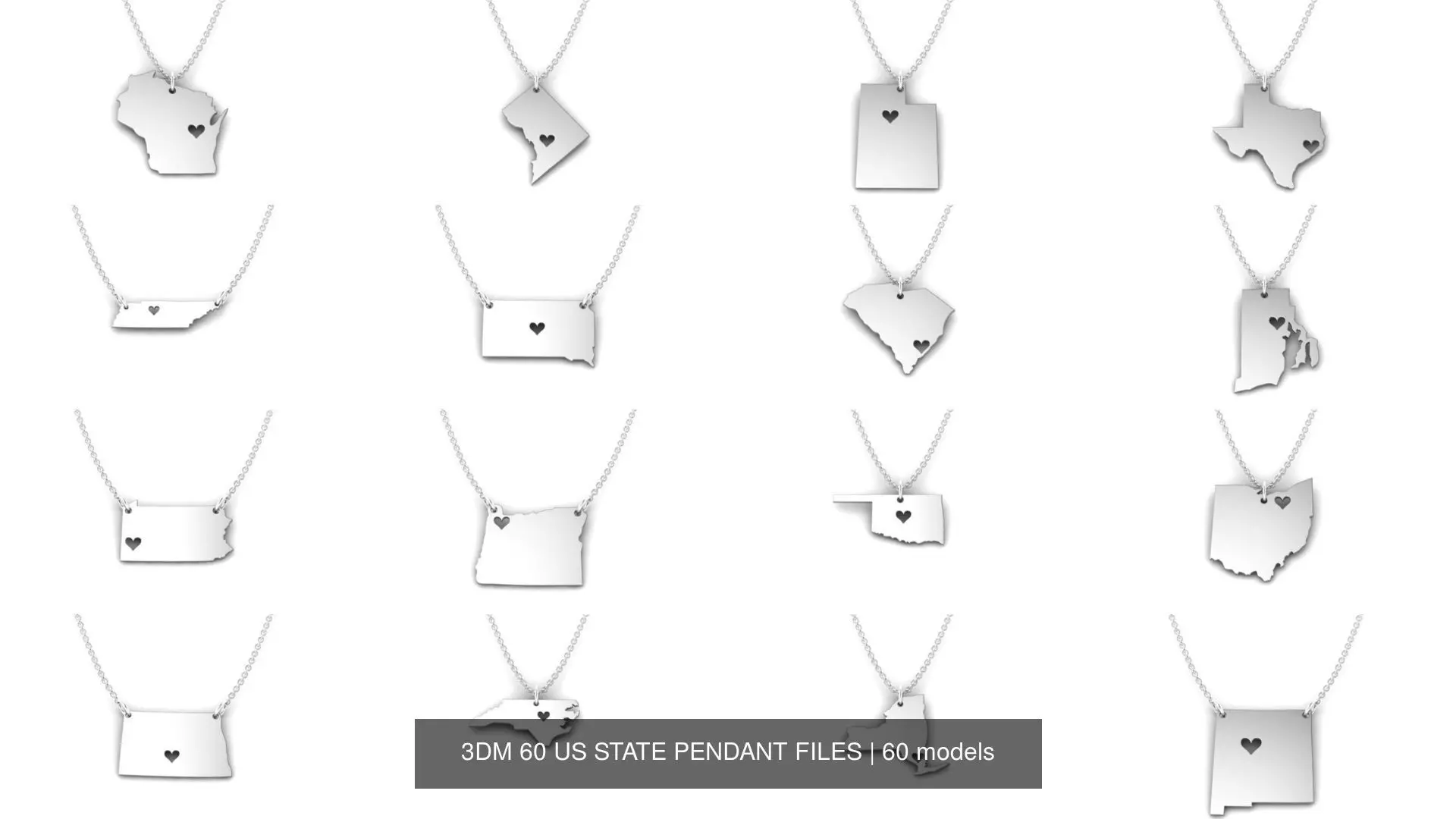 3DM 60 US STATE PENDANT FILES 3D Model Collection_0